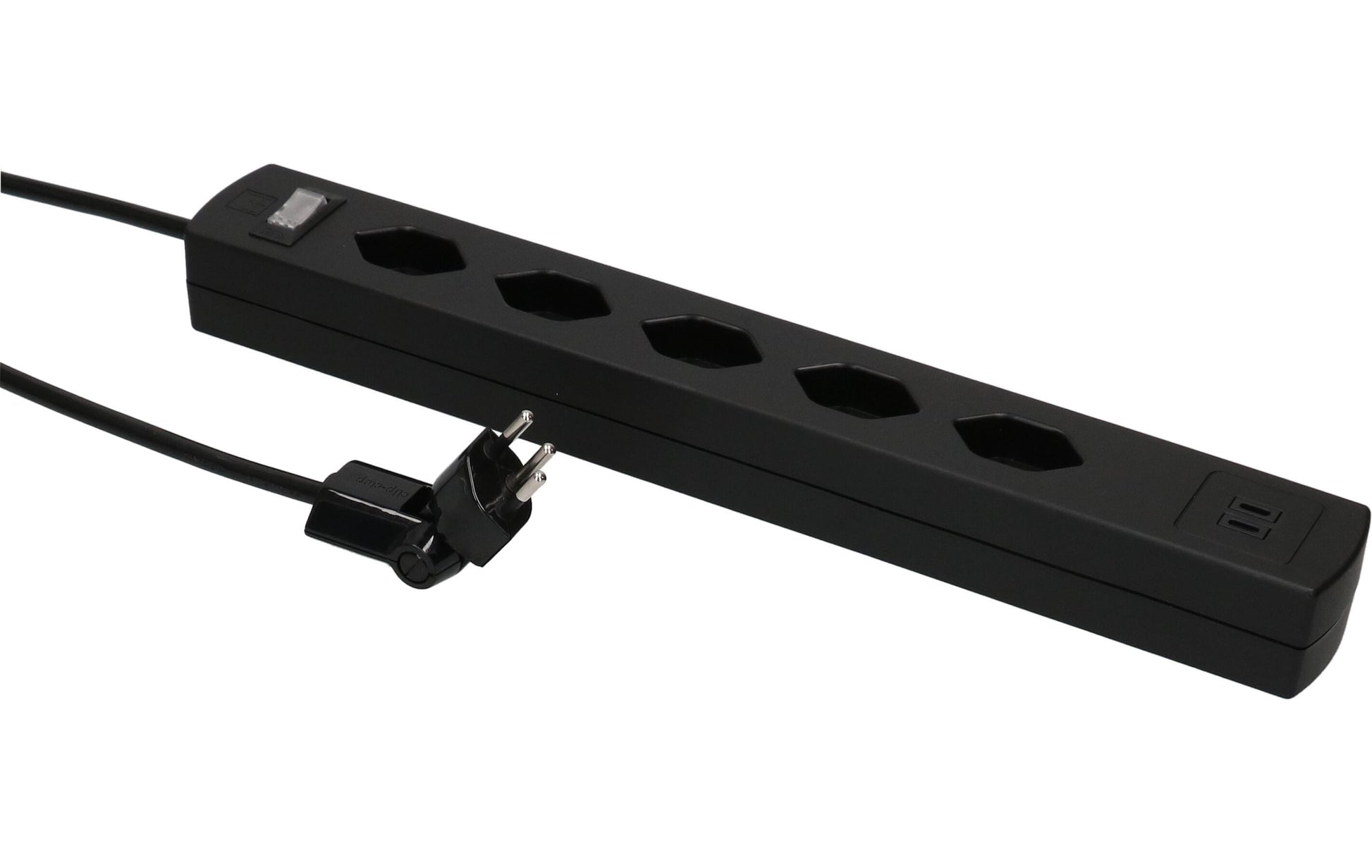 Max Hauri AG Max Hauri SAFETY-LINE Steckdosenleiste – 5× T13, 2× USB-C 20 W, 5 m, mit Schalter, schwarz