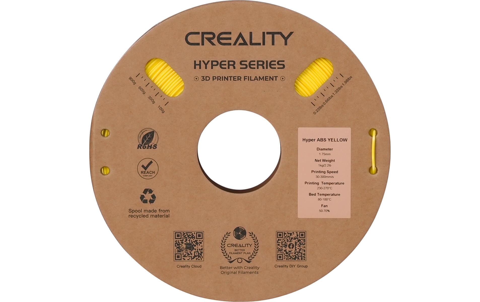 Creality 3D Drucker-Filament Hyper PLA 1,75 mm Grau, 1 kg