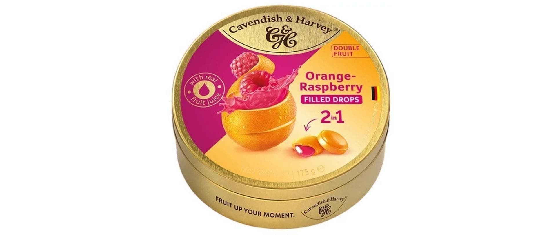 Cavendish & Harvey Lutschbonbons – Orange & Himbeere, Gefüllt – 175 g