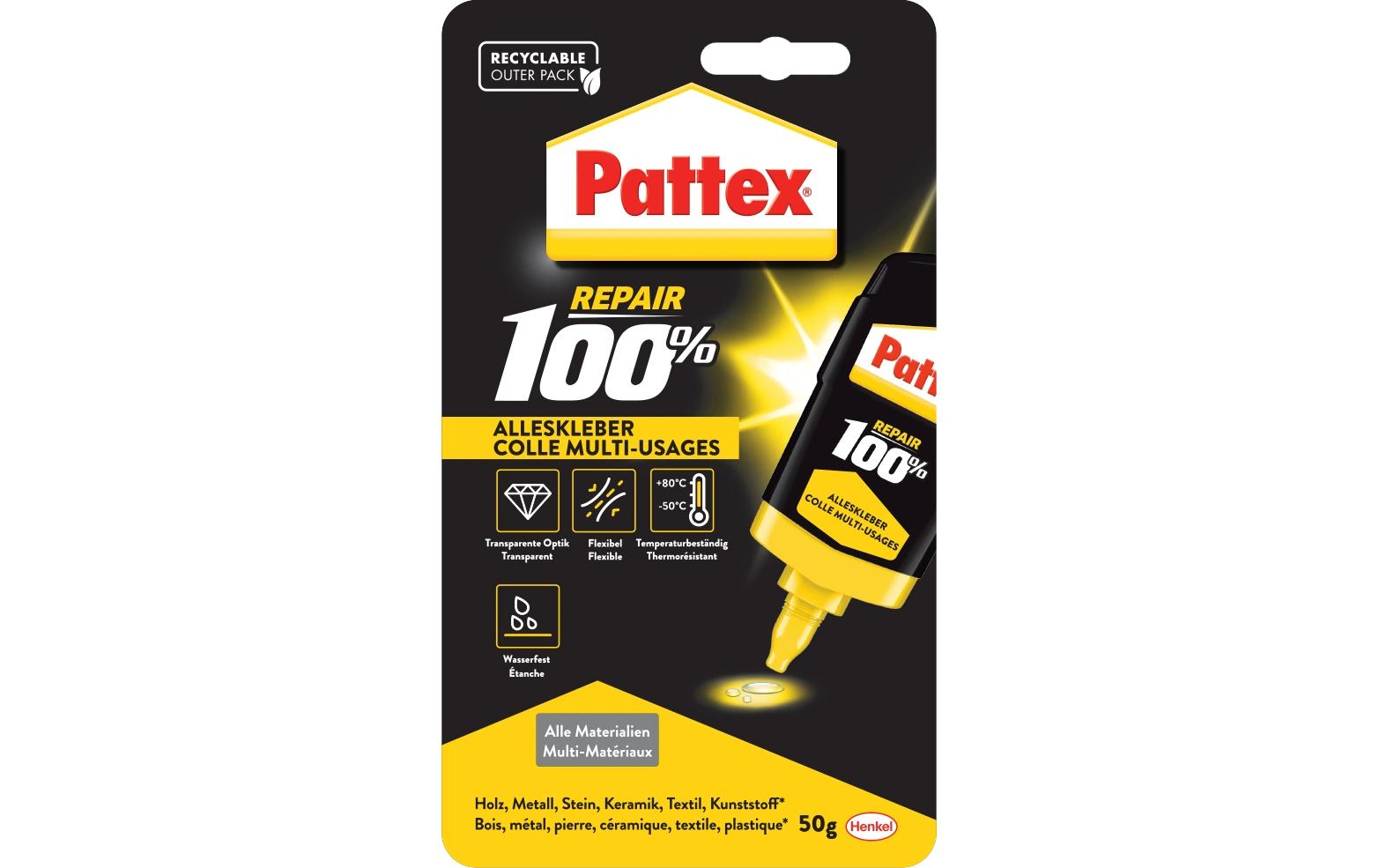 Pattex Alleskleber permanent, stark – 50 ml, für Aluminium, Beton, Glas …