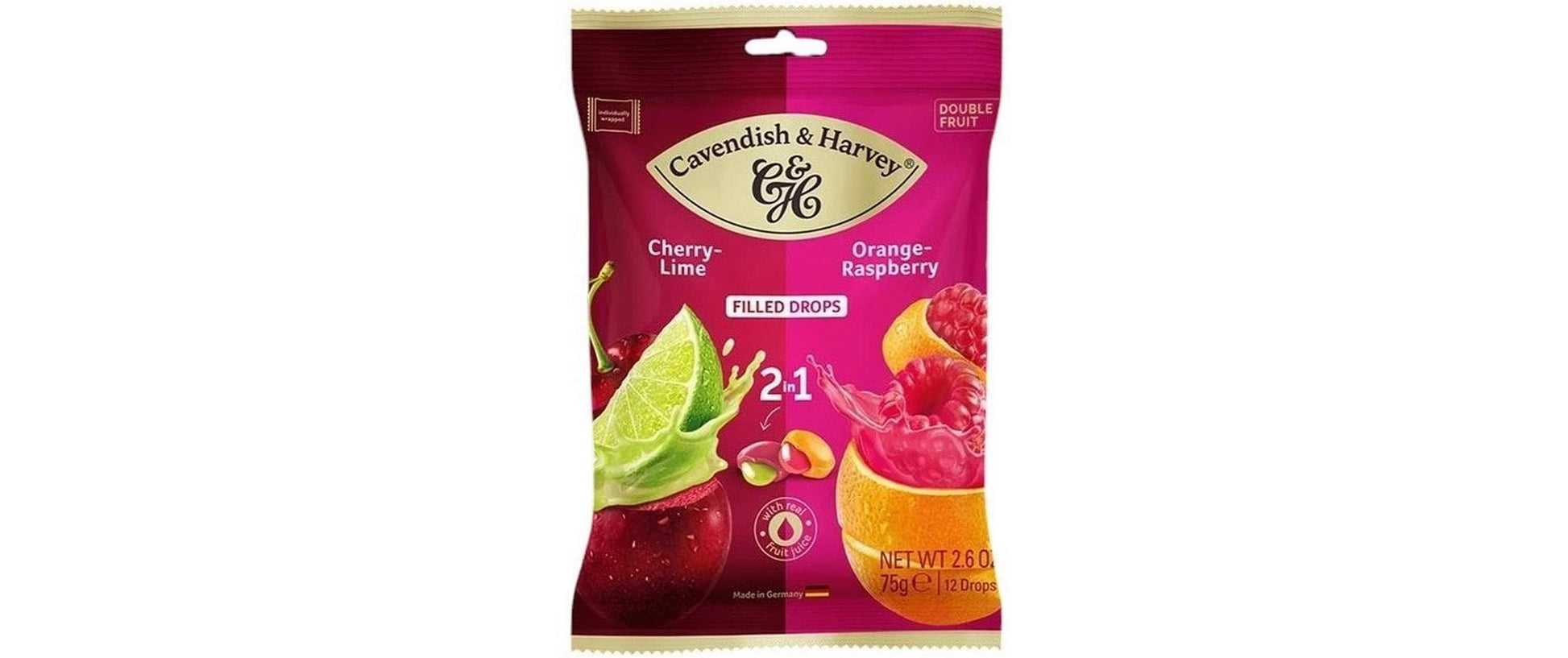 Cavendish & Harvey 2in1 Drops – Kirsche-Limette & Orange-Himbeere – 75 g