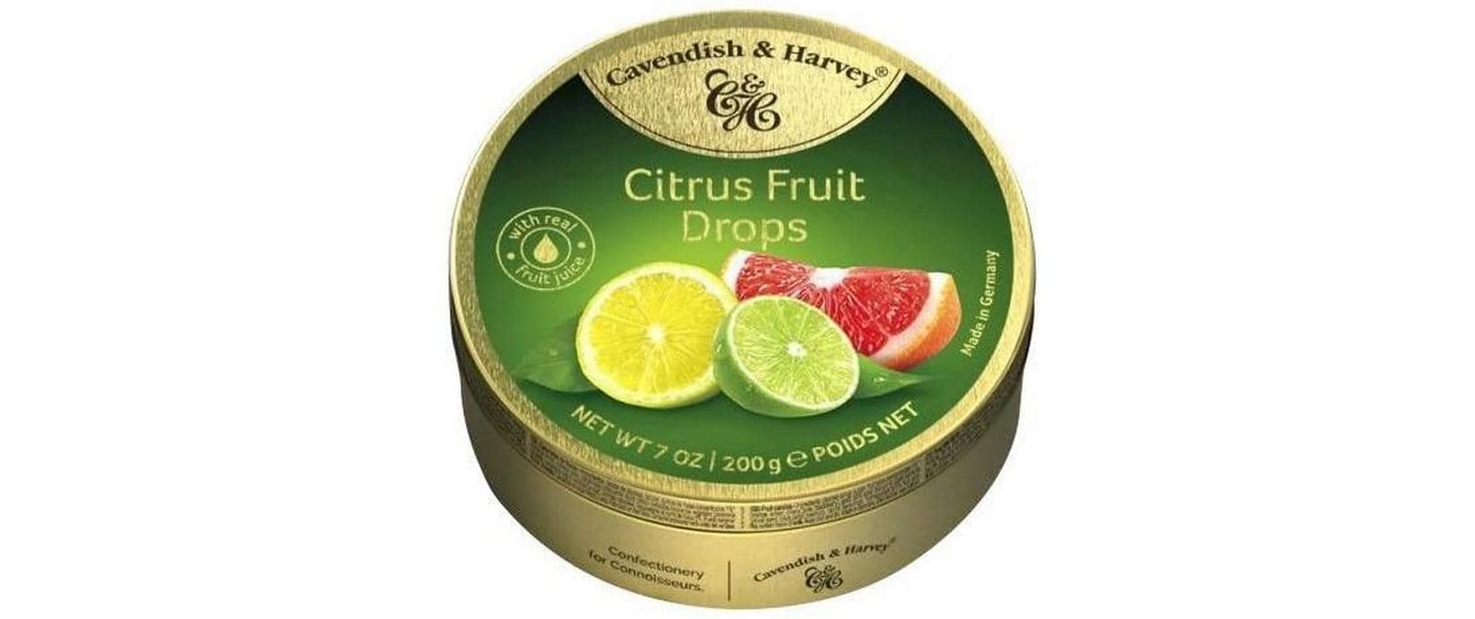 Cavendish & Harvey Citrus Fruit Drops Lutschbonbons – Zitrus, Vegan – 200 g