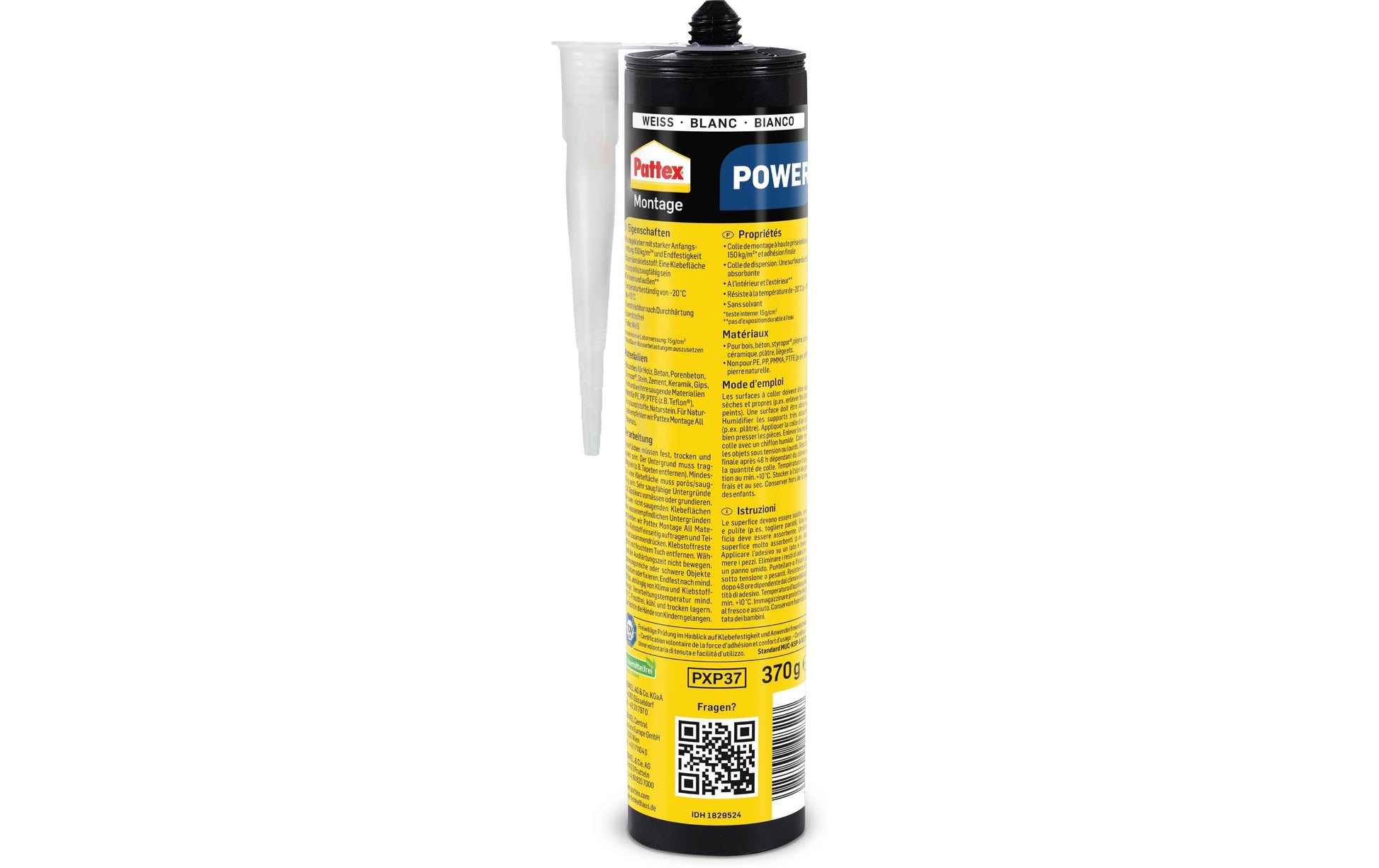 Pattex Montagekleber Power – Kartusche – Weiss – 370 g – für Beton, Gips, Holz