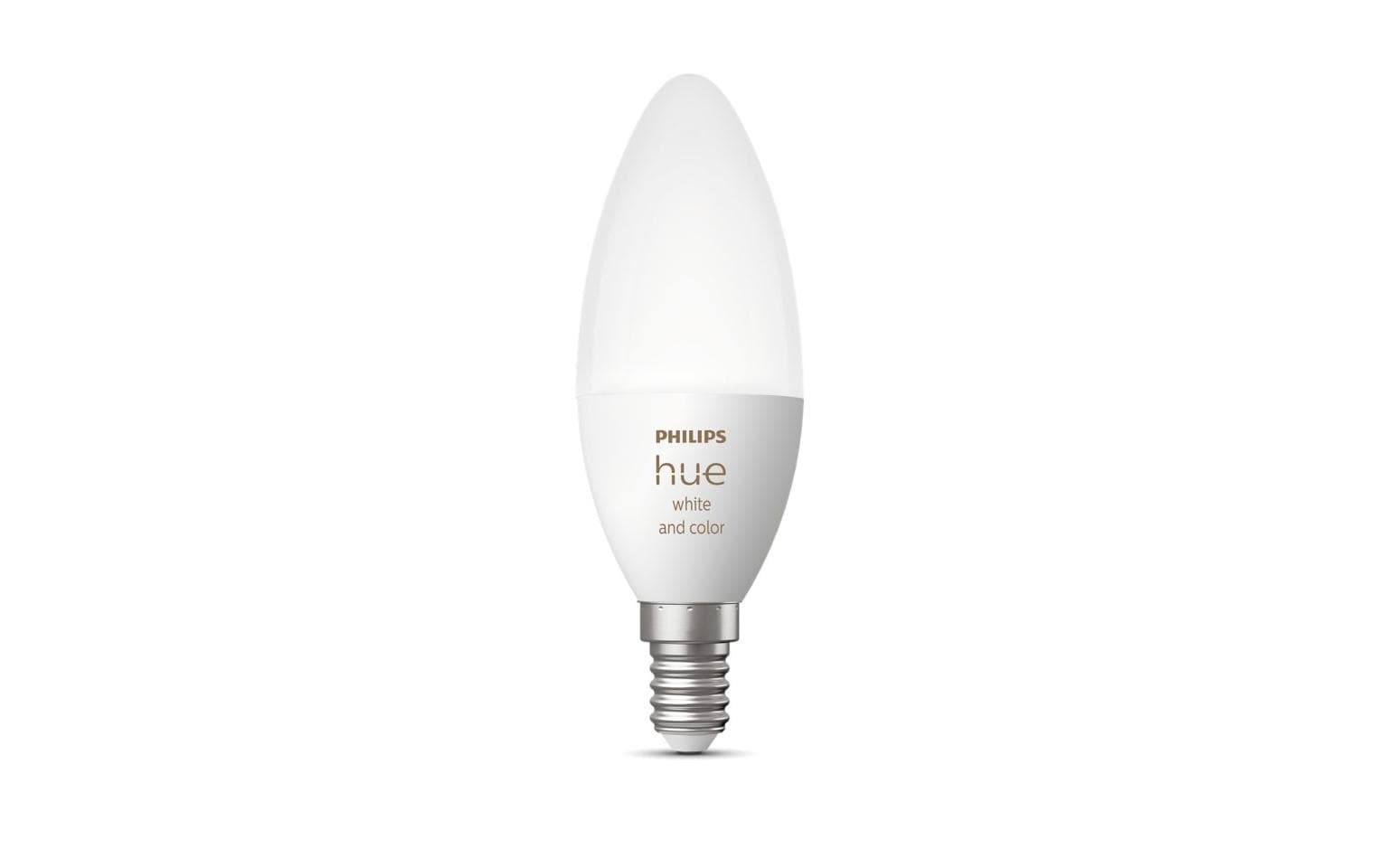 Philips Hue Smart-Leuchtmittel E14 Kerzenform – RGB+CCT, 500 lm, 0,2 W, Bluetooth/Matter/Zigbee – 1 Stk.