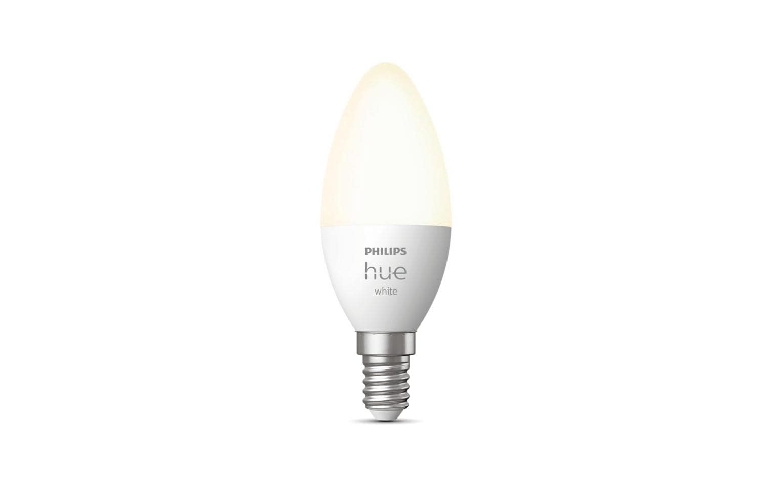 Philips Hue Smart-Leuchtmittel E14 Kerze – Warmweiss 2700 K, 470 lm, 3,9 W, Bluetooth/Matter/Zigbee – 1 Stk.