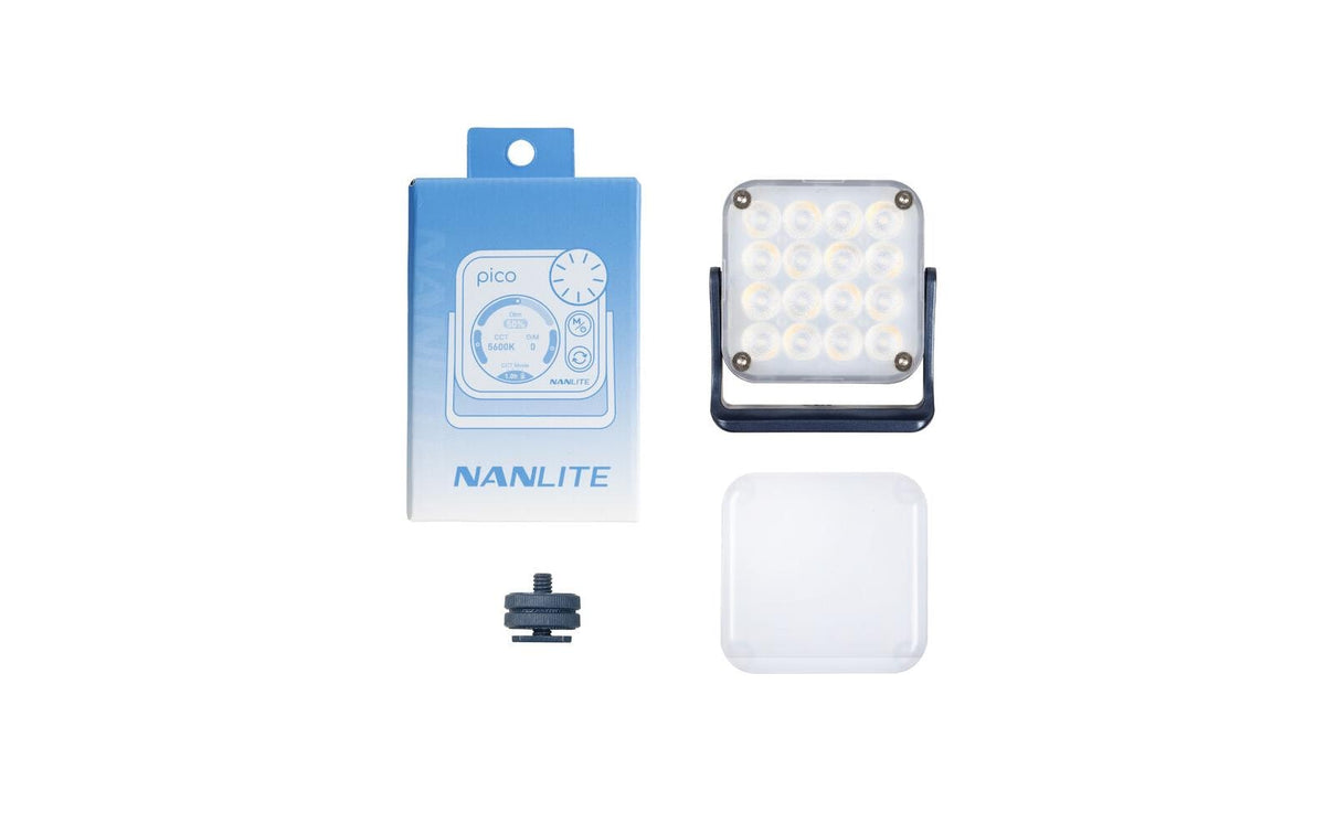 Nanlite Pico Light – Bicolor, dimmbar, 4222 Lux, 6500 K, Akku (Li‑Ion), für Nanlink 2.0 App – Blau