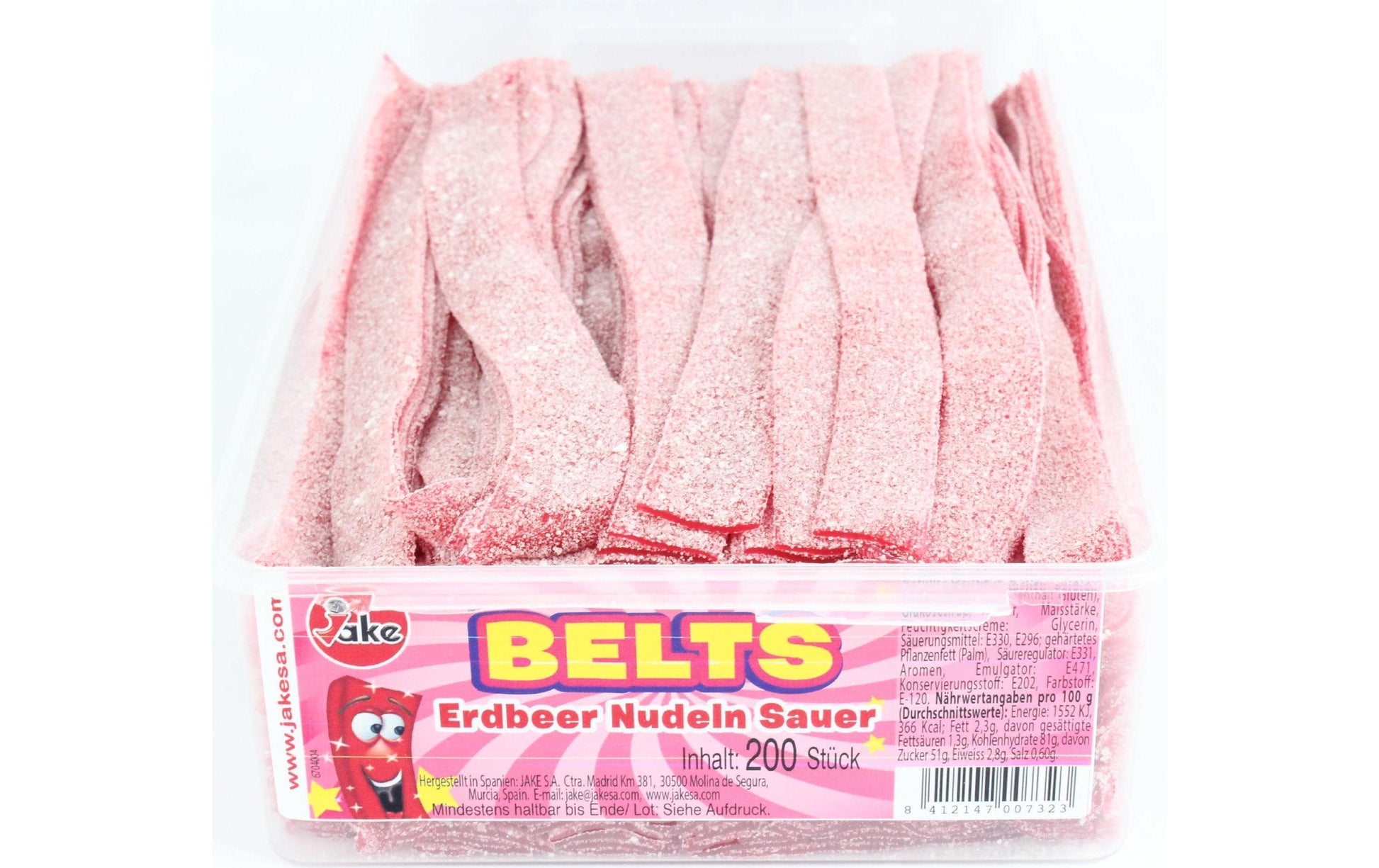 Jake Belts Fruchtgummi – Erdbeere, Sauer – 1,6 kg