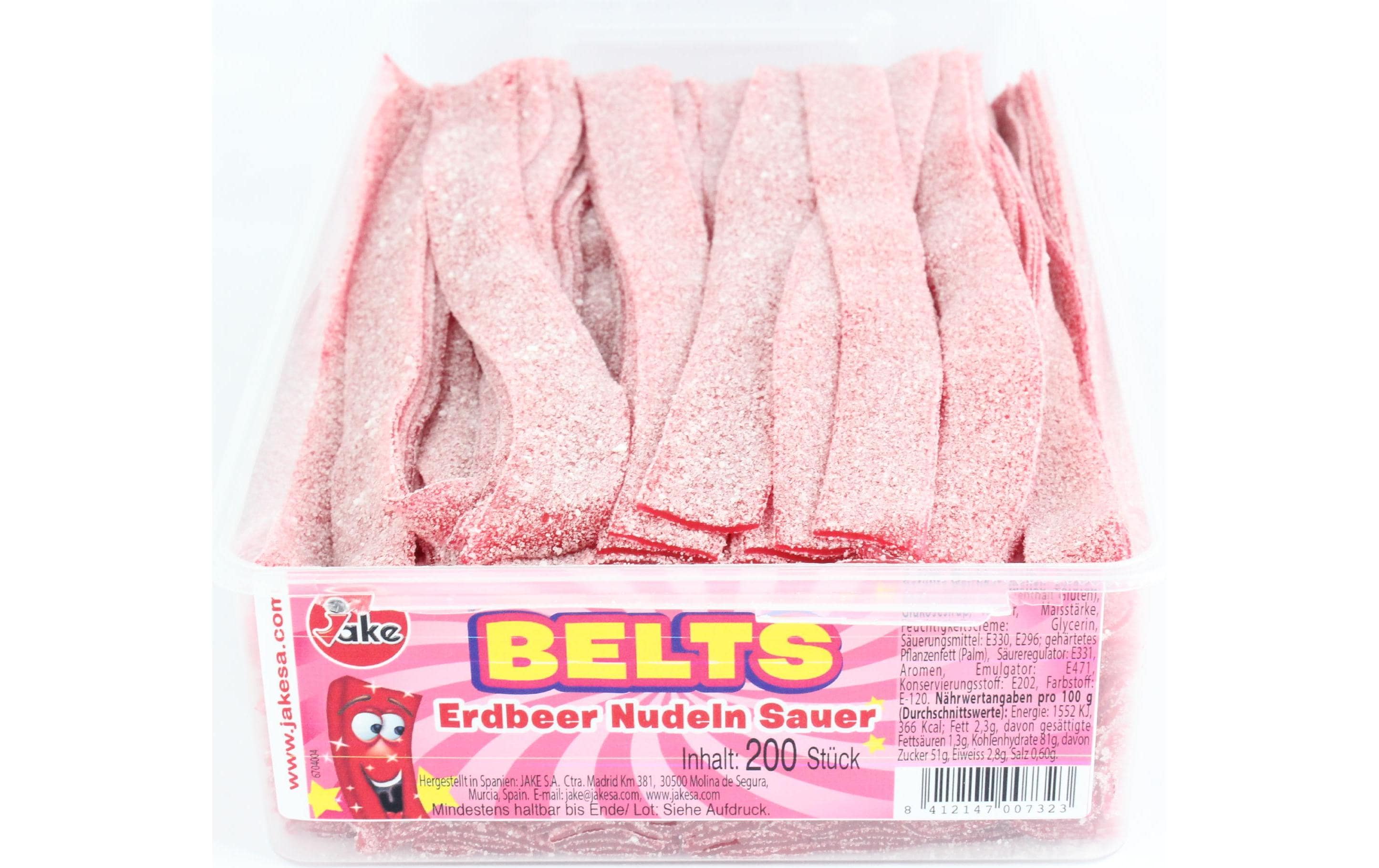 Jake Belts Fruchtgummi – Erdbeere, Sauer – 1,6 kg