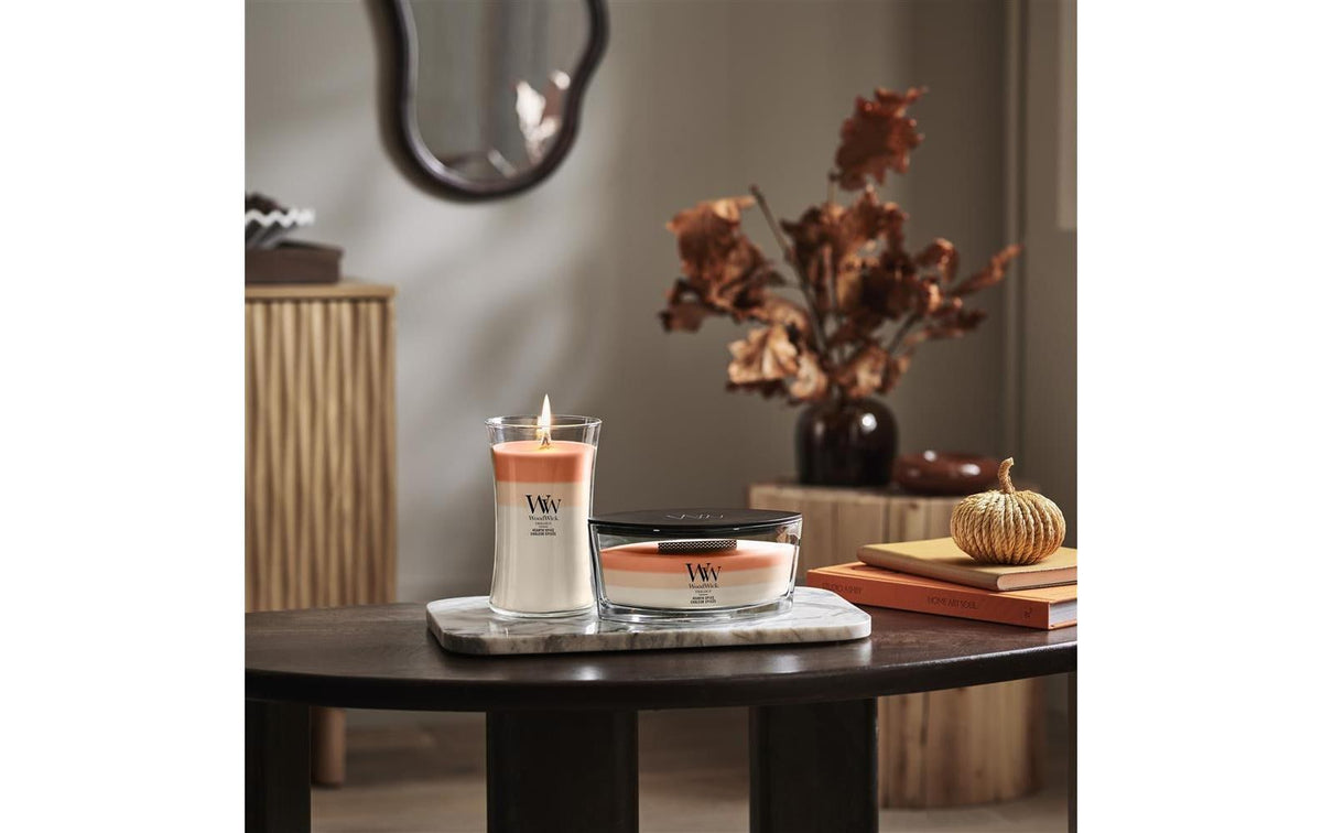 WoodWick Duftkerze – Holz, Praline – Ø 10 cm