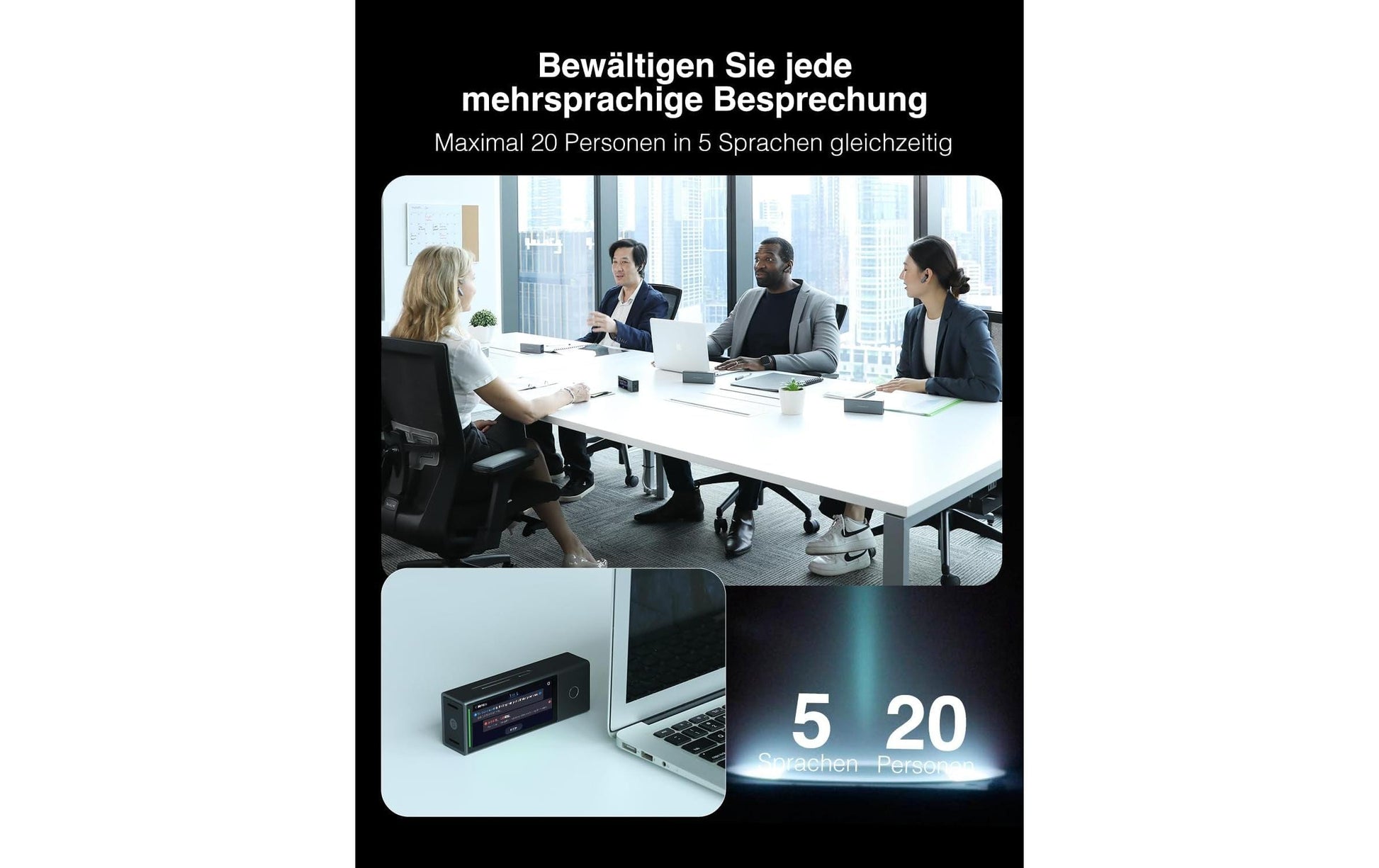 Timekettle X1 Meeting – Audio-Bridge, Schwarz