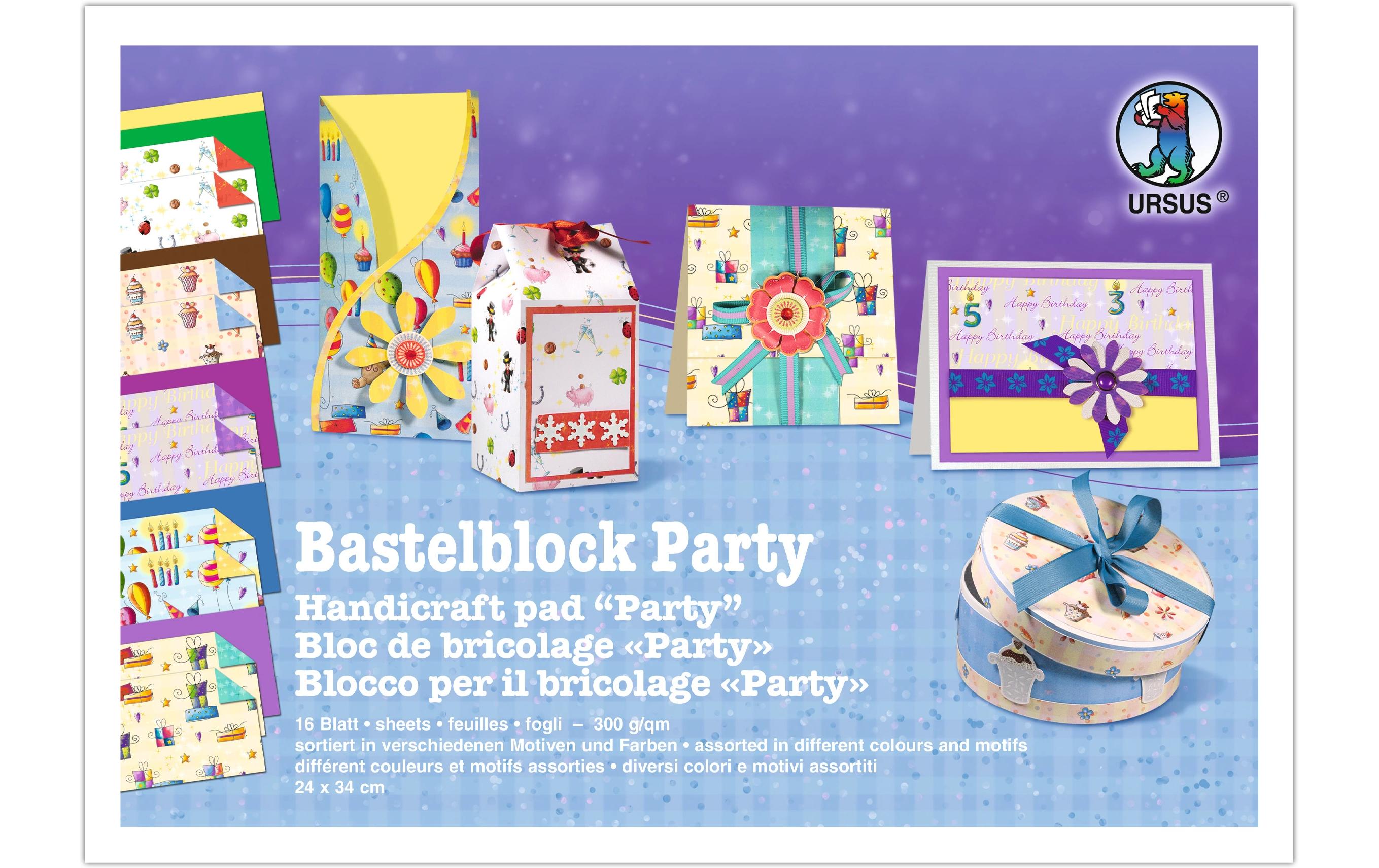Ursus Bastelblock – 24 × 34 cm, Party-Motiv, Mehrfarbig, 300 g/m²