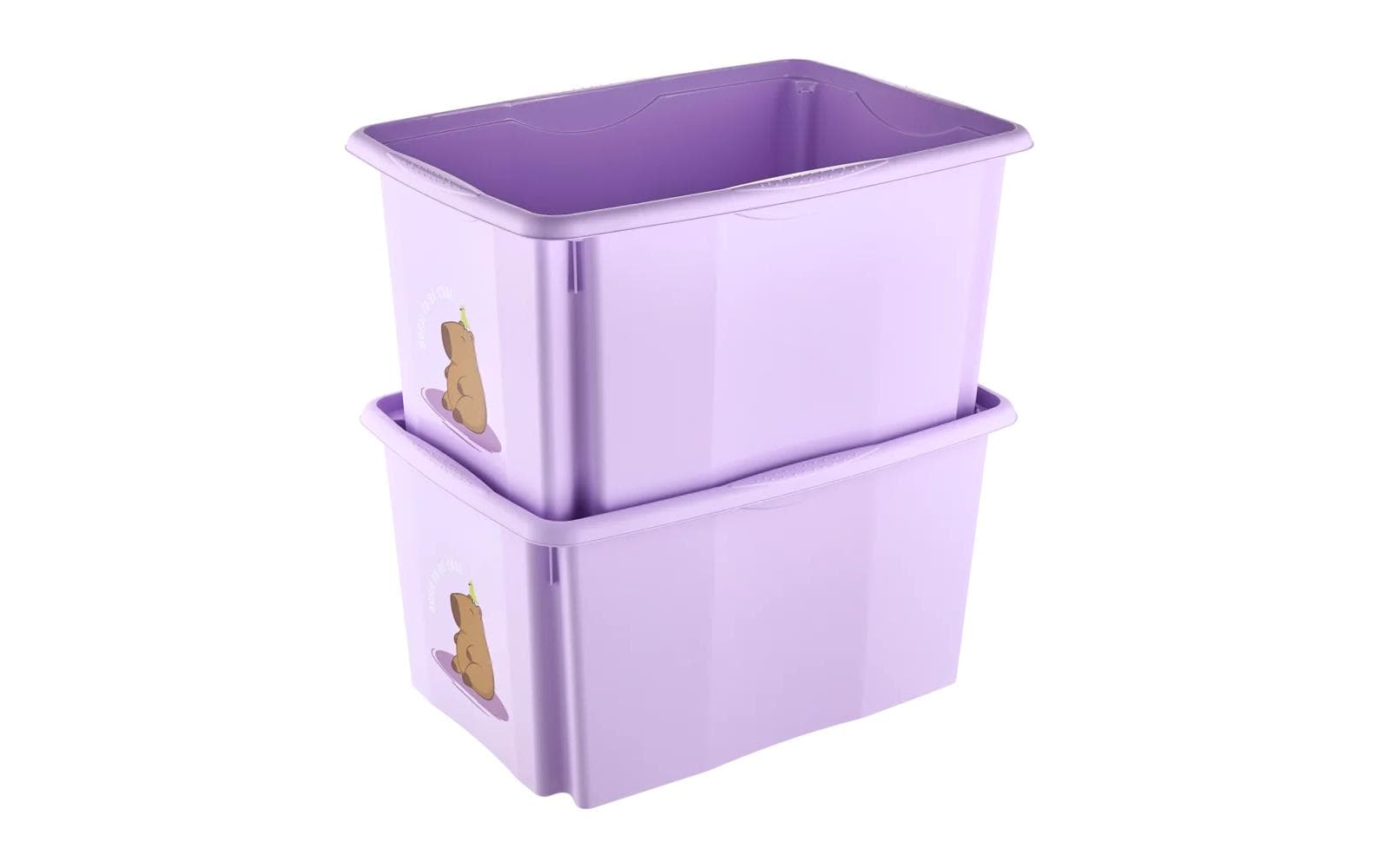 keeeper Aufbewahrungsbox 45 l (mit Deckel) – Polypropylen – Schwarz/Violett – 400 × 300 × 555 mm
