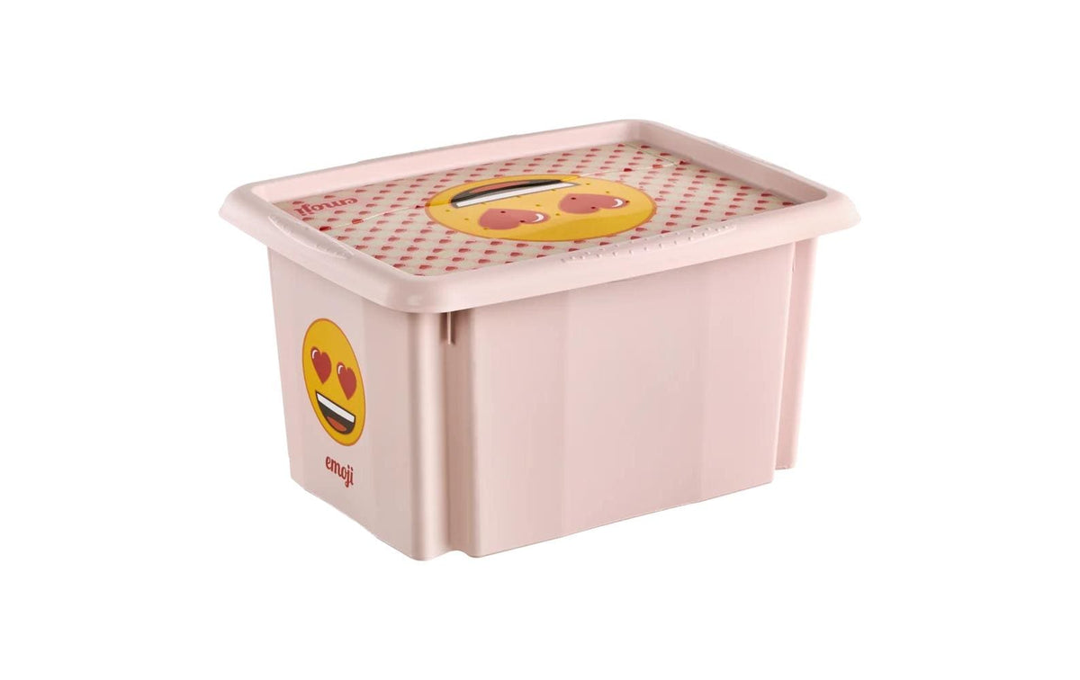 keeeper Karolina Emoji Hearts Aufbewahrungsbox 15 l (mit Deckel) – Polypropylen – Rosa – 380 × 205 × 295 mm