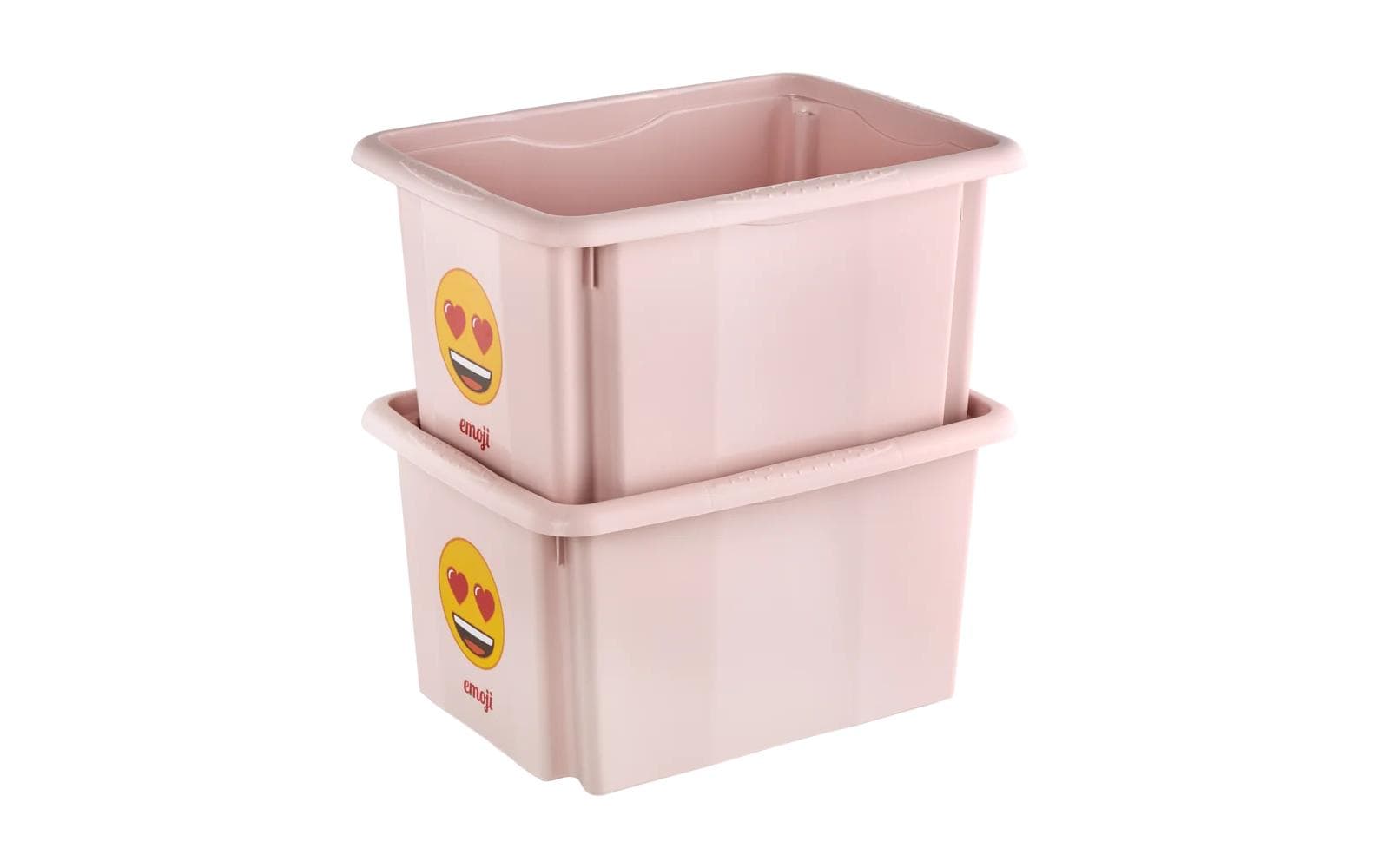 keeeper Karolina Emoji Hearts Aufbewahrungsbox 15 l (mit Deckel) – Polypropylen – Rosa – 380 × 205 × 295 mm