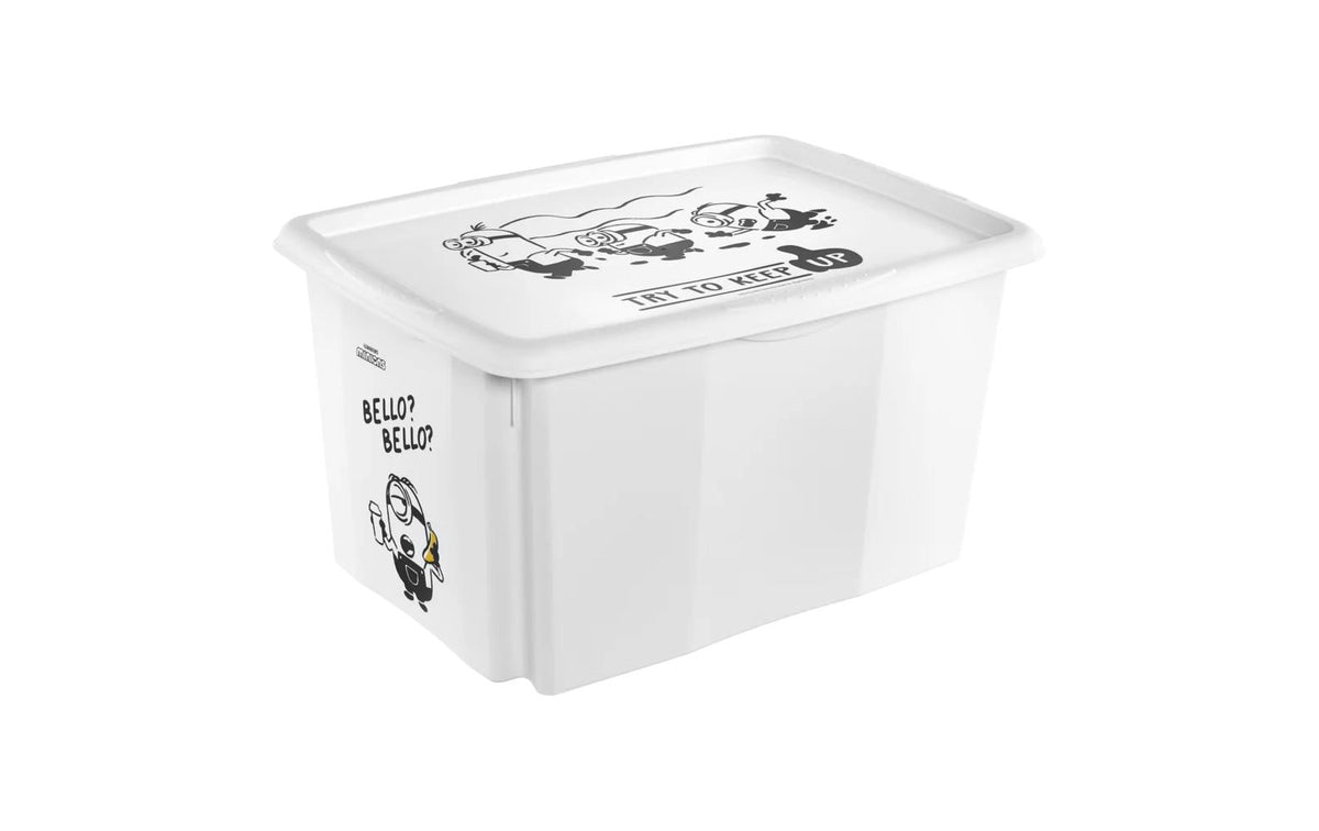 keeeper Karolina Minions Bello Aufbewahrungsbox 45 l (mit Deckel) – Polypropylen – Weiss – 400 × 300 × 555 mm