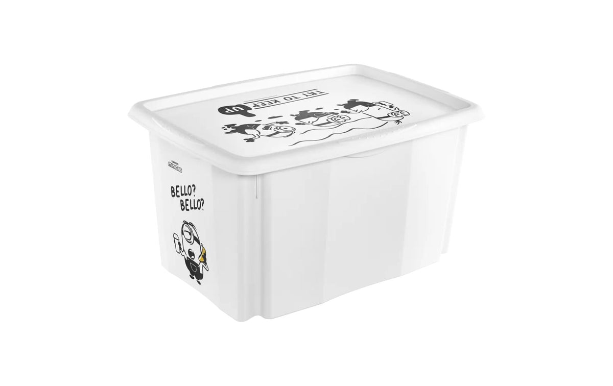 keeeper Karolina Minions Bello Aufbewahrungsbox 45 l (mit Deckel) – Polypropylen – Weiss – 400 × 300 × 555 mm