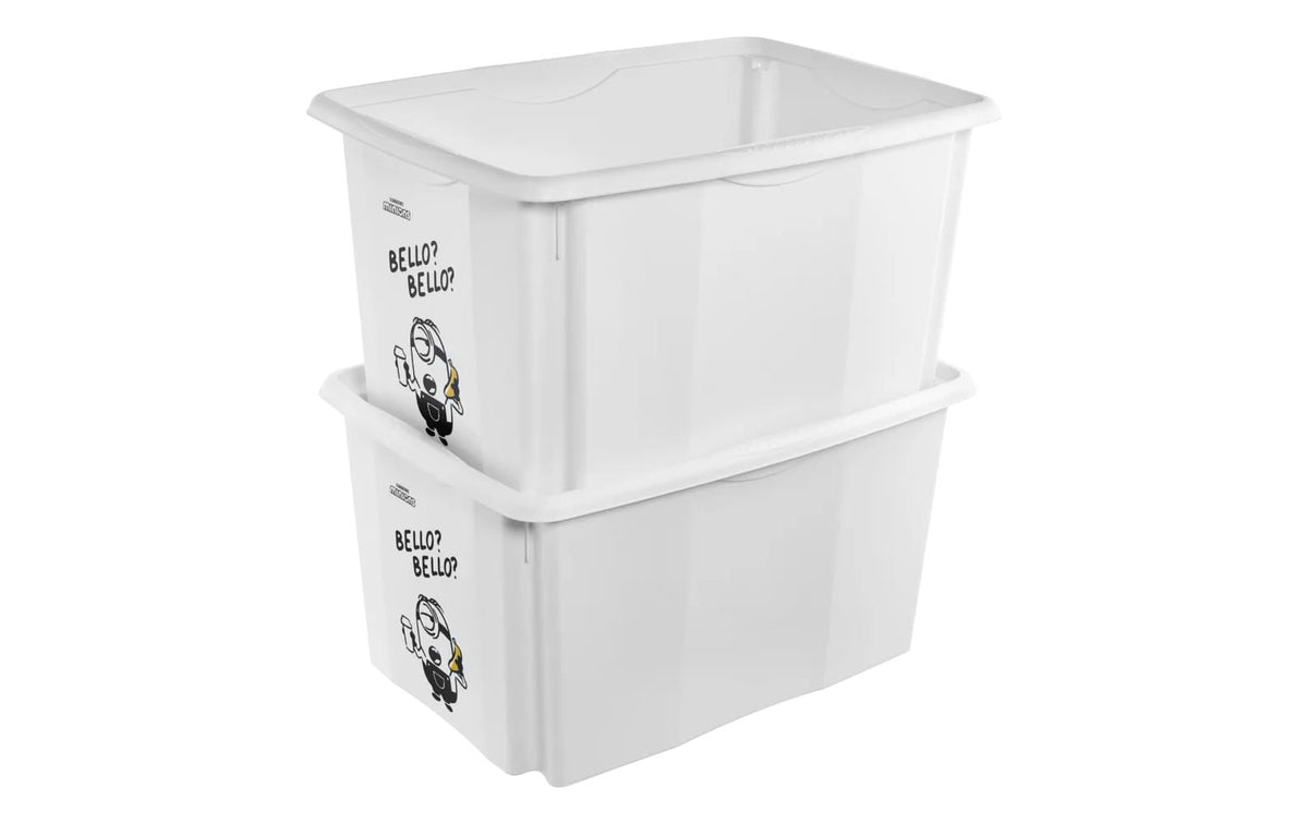 keeeper Karolina Minions Bello Aufbewahrungsbox 45 l (mit Deckel) – Polypropylen – Weiss – 400 × 300 × 555 mm