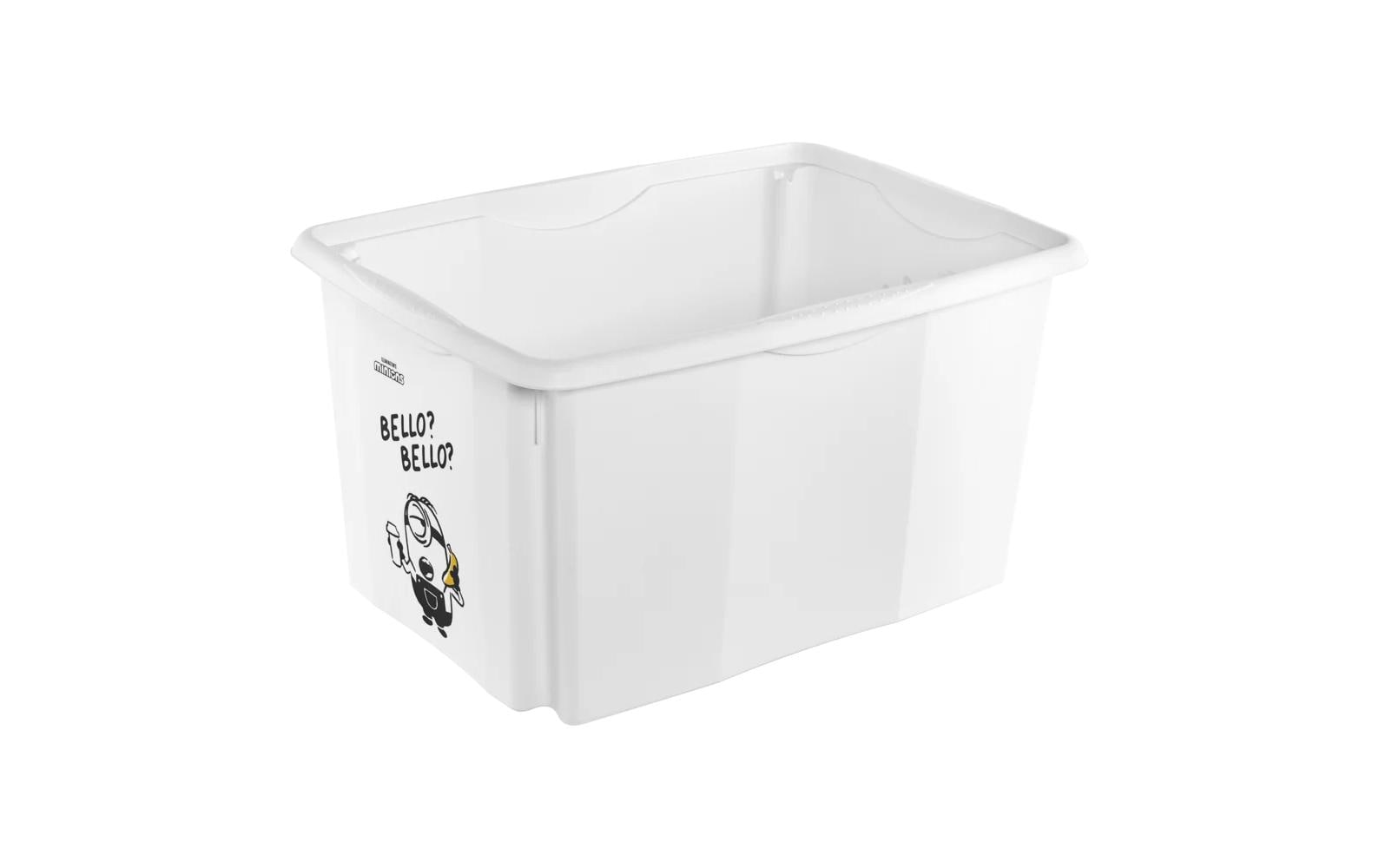 keeeper Karolina Minions Bello Aufbewahrungsbox 45 l (mit Deckel) – Polypropylen – Weiss – 400 × 300 × 555 mm