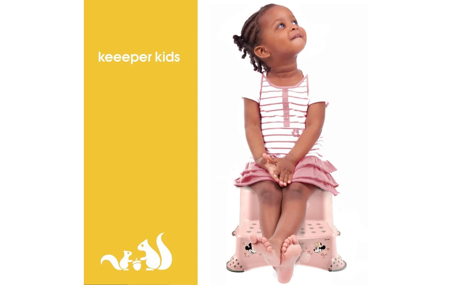 keeeper Zweistufiger Schemel – 37 × 40 × 21 cm, rosa, PP/TPE, belastbar 120 kg, BPA-frei