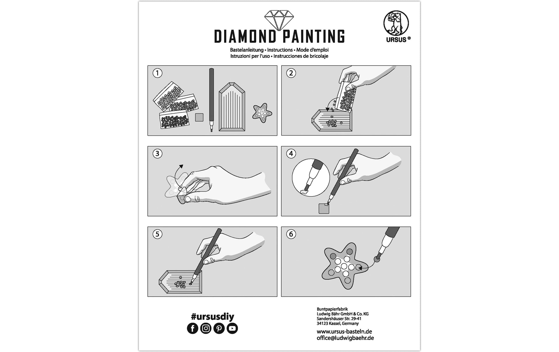 Ursus Kalender Come – Diamond-Painting-Set – 21 × 29,7 cm – ab 3 Jahren