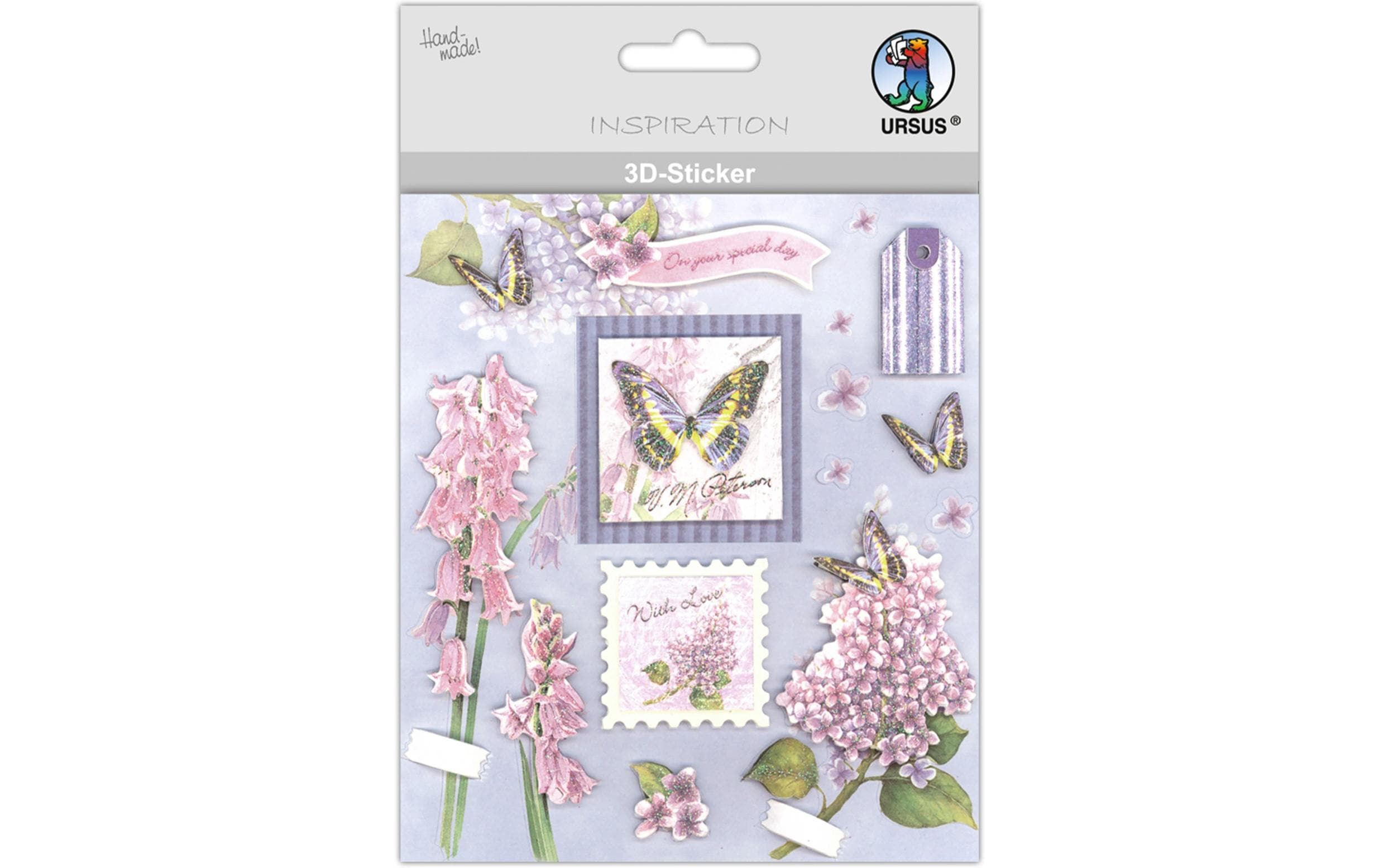Ursus Papierkollektion – Bastelset – mit 3D-Stickern, Violett – 18 Blatt