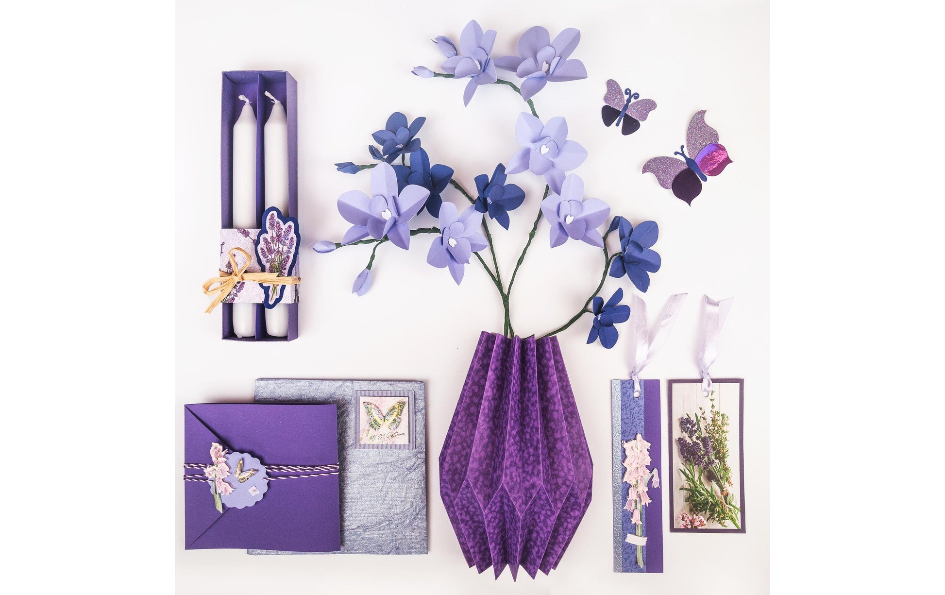 Ursus Papierkollektion – Bastelset – mit 3D-Stickern, Violett – 18 Blatt