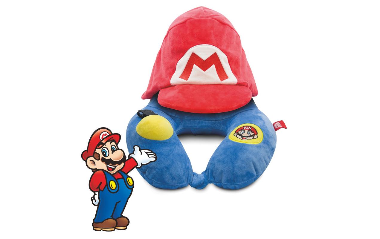 Travelmall Nintendo – Reisekissen – aufblasbar, mit Bezug – 290 × 145 × 290 mm – mehrfarbig – Super Mario