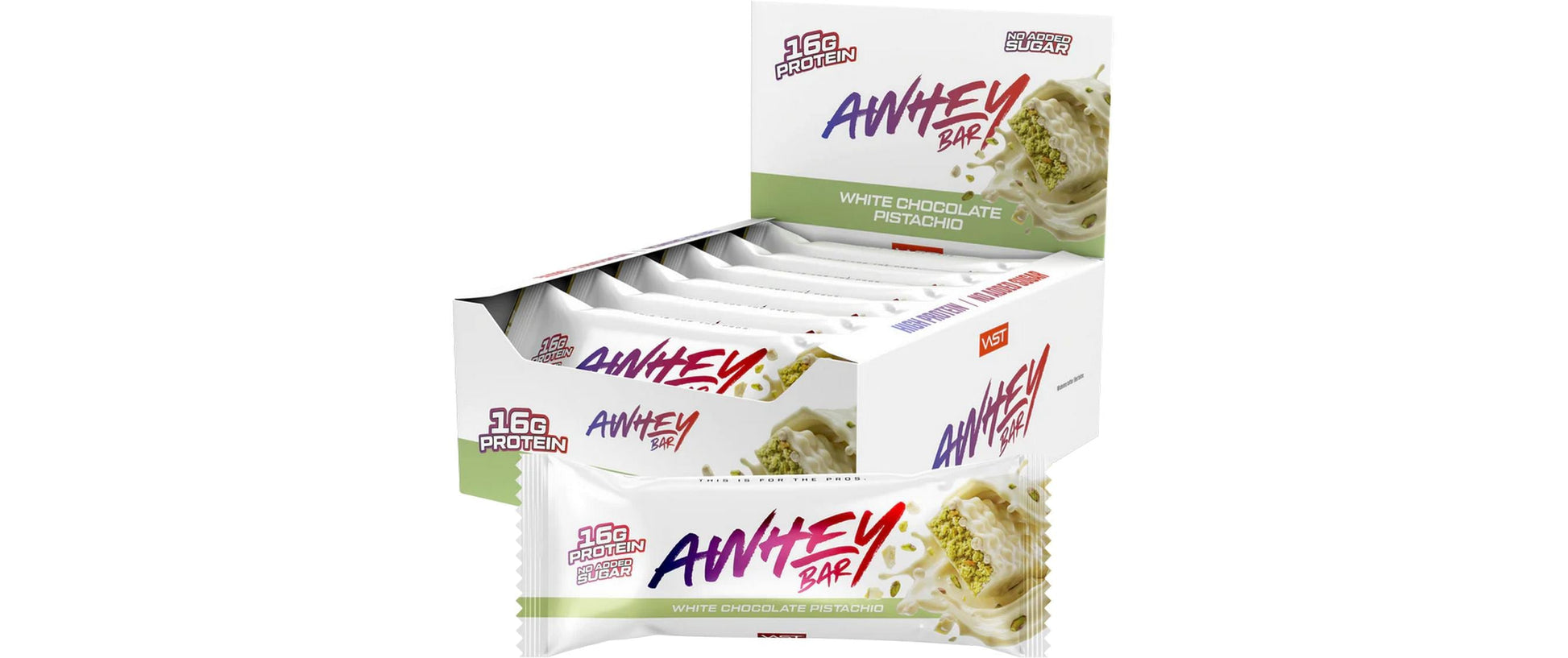 VAST AWHEY Bar – Protein-Riegel – Weisse Schokolade & Pistazie – 12 × 50 g