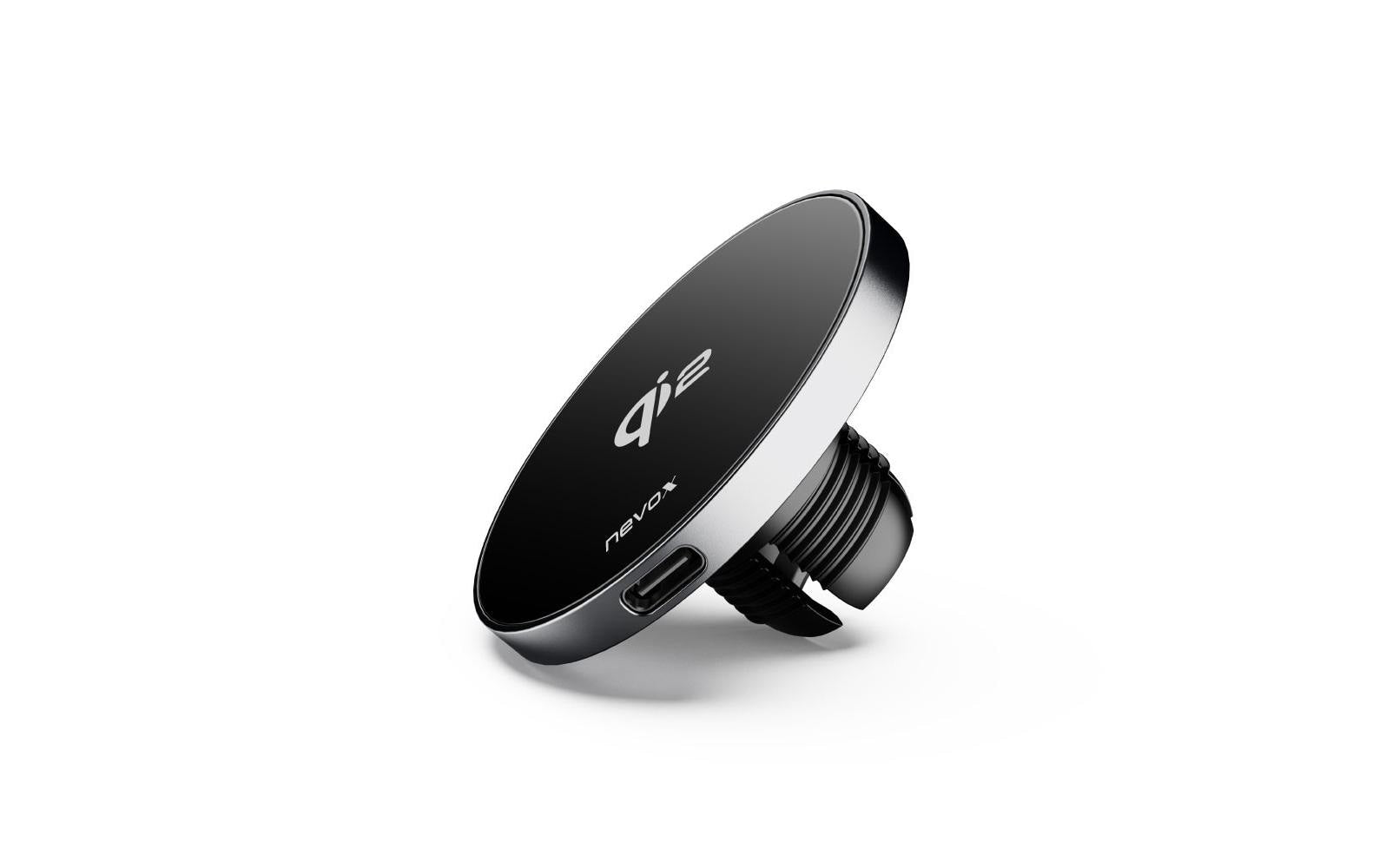 Nevox Wireless Qi2 Fast – Auto-Ladehalterung (kabellos) – Qi2 15 W – für iPhone (MagSafe) – Schwarz/Silber