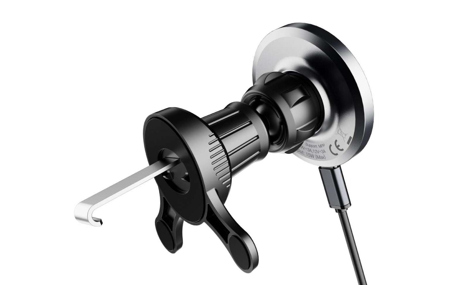 Nevox Wireless Qi2 Fast – Auto-Ladehalterung (kabellos) – Qi2 15 W – für iPhone (MagSafe) – Schwarz/Silber
