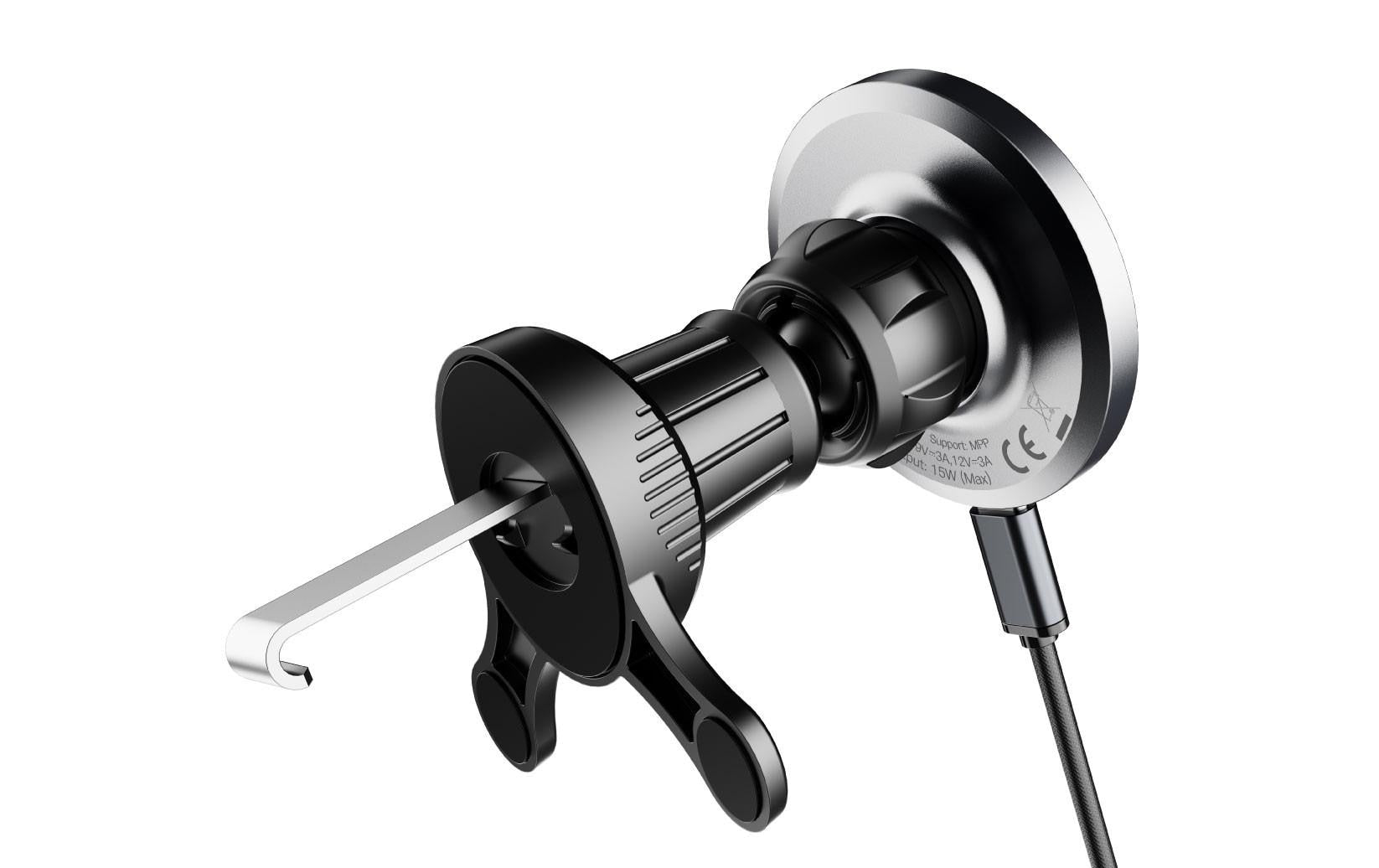 Nevox Wireless Qi2 Fast – Auto-Ladehalterung (kabellos) – Qi2 15 W – für iPhone (MagSafe) – Schwarz/Silber