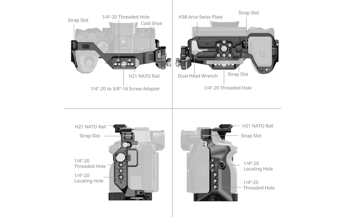 SmallRig HawkLock Cage Kit – 162 × 141,8 × 178,9 mm, 379 g – für Sony Alpha 7 V, 7R V, 7 IV – Schwarz