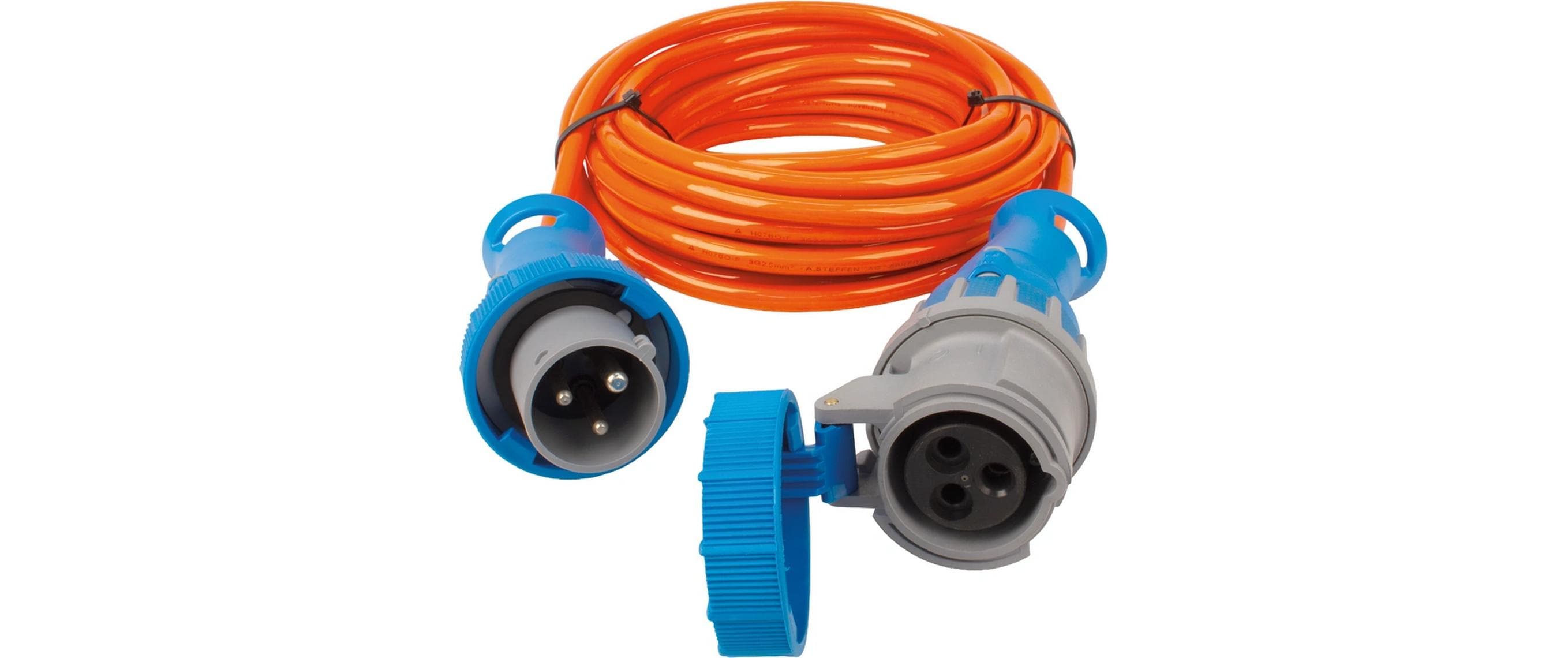 Steffen Verlängerungskabel CEE 16-3–CEE 16-3, 10 m, 3×2,5 mm², PUR-Ummantelung, angespritzt – Orange