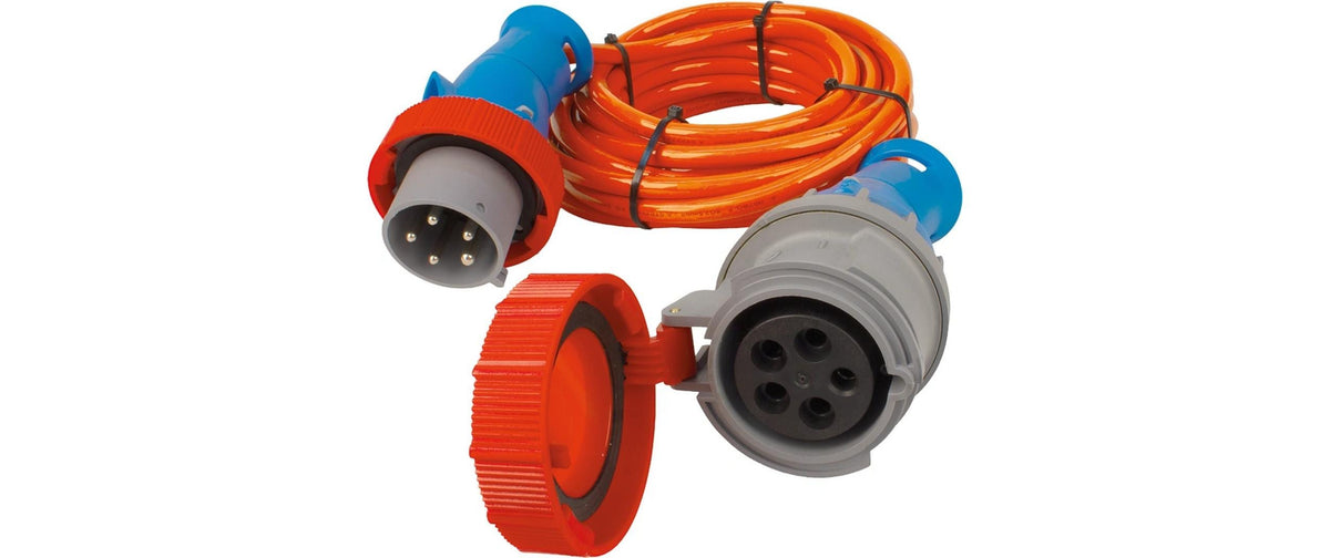 Steffen Verlängerungskabel CEE 32-5 zu CEE 32-5, 10 m, 5G 2,5 mm², PUR-Mantel, für Aussen – Orange