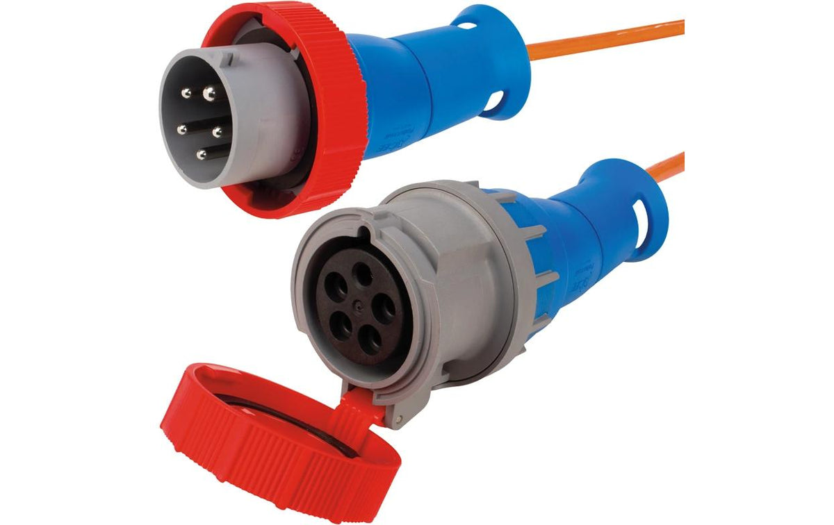 Steffen Verlängerungskabel CEE 32-5 zu CEE 32-5, 10 m, 5G 2,5 mm², PUR-Mantel, für Aussen – Orange