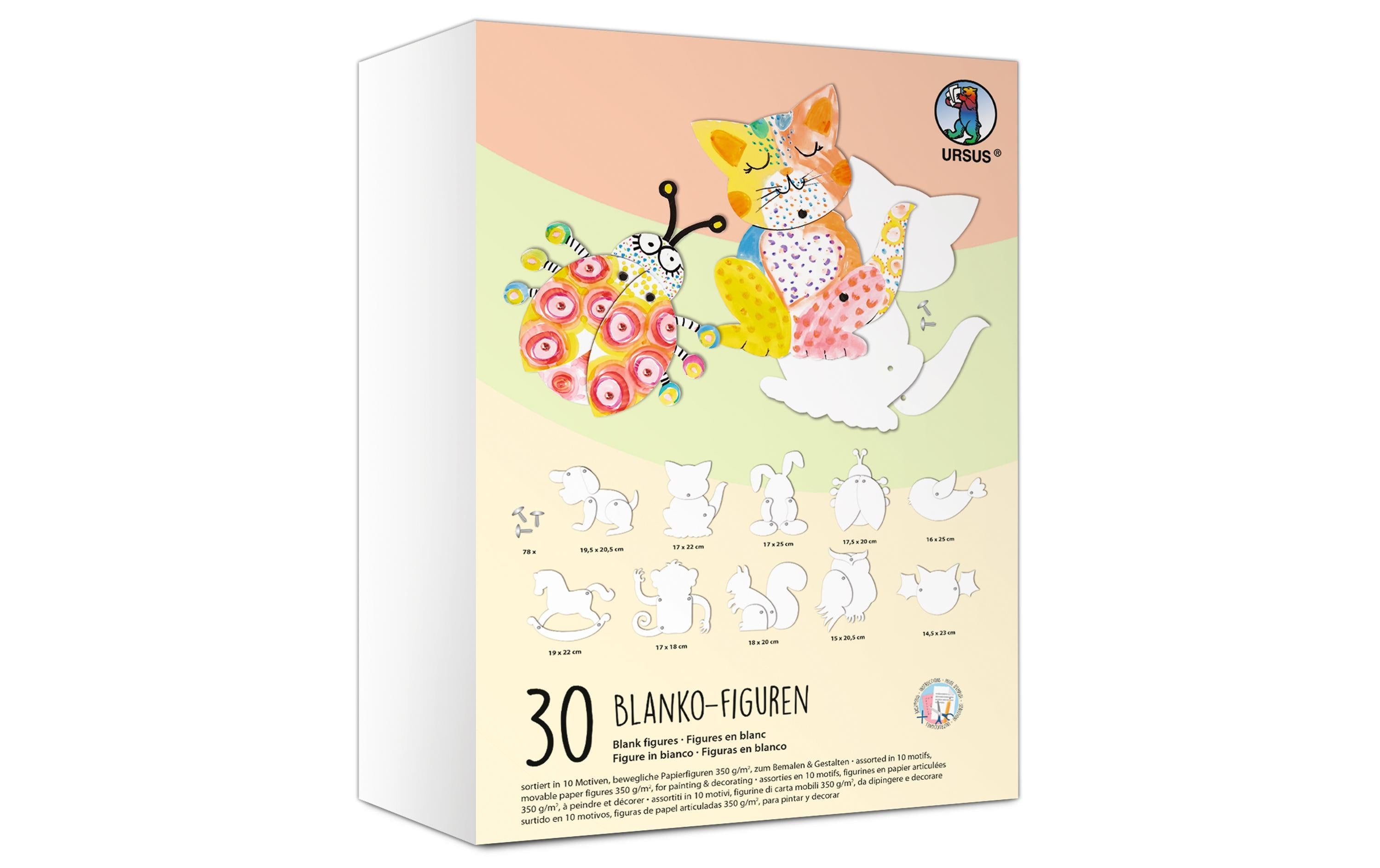 Ursus Bastelpapier, Weiss, Figuren, 30 Stk.