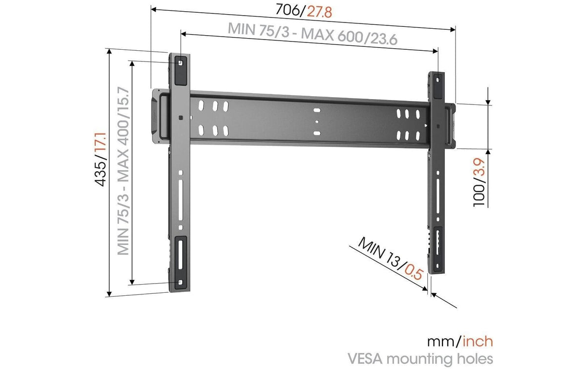 Vogel's Deckenhalterung – bis 110" – VESA 100×100–600×400 – bis 100 kg, Kabelführung – TVM5705B