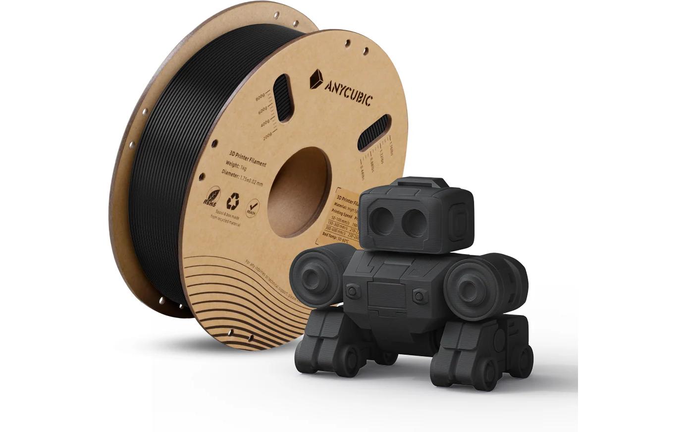 Anycubic 3D-Drucker-Filament Hyper PLA 1,75 mm Schwarz, 1,1 kg