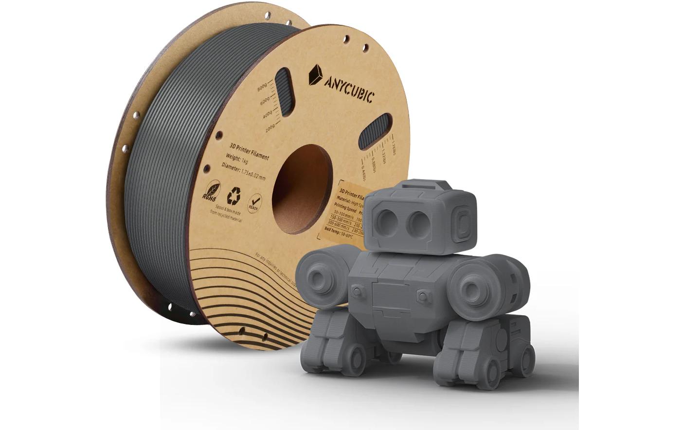 Anycubic 3D-Drucker-Filament Hyper PLA 1,75 mm Grau, 1,1 kg