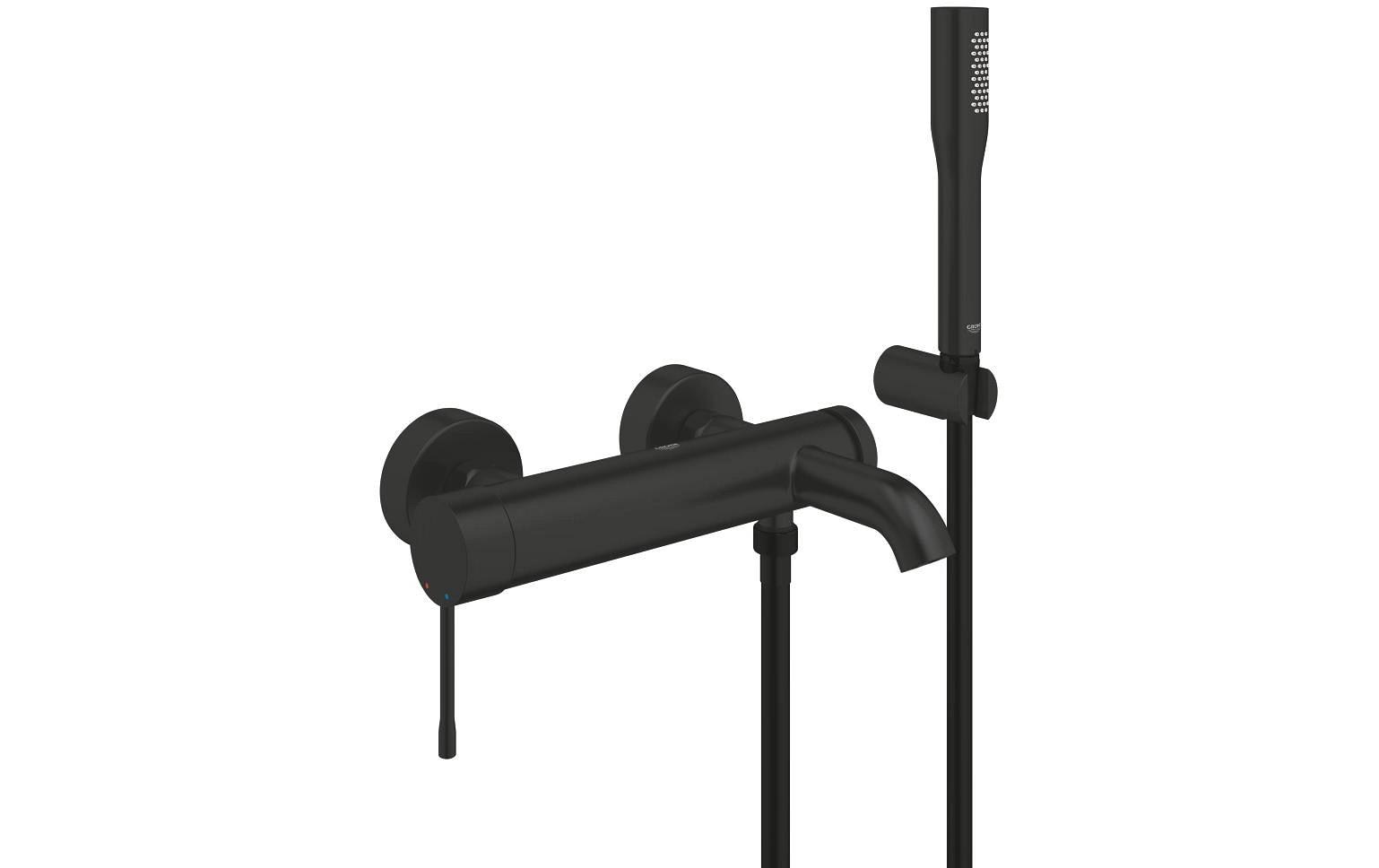 Grohe Essence Badebatterie – Aufputz Wannenmischer, Metall, Schwarz