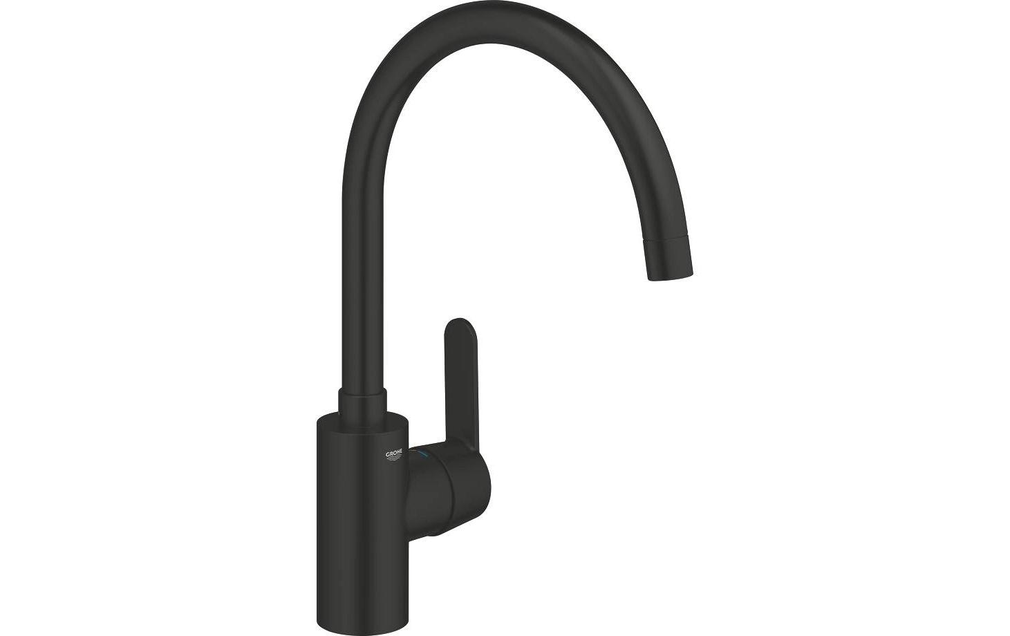 Grohe Einhebelmischer – Messing, Einlochmontage, Schwarz matt