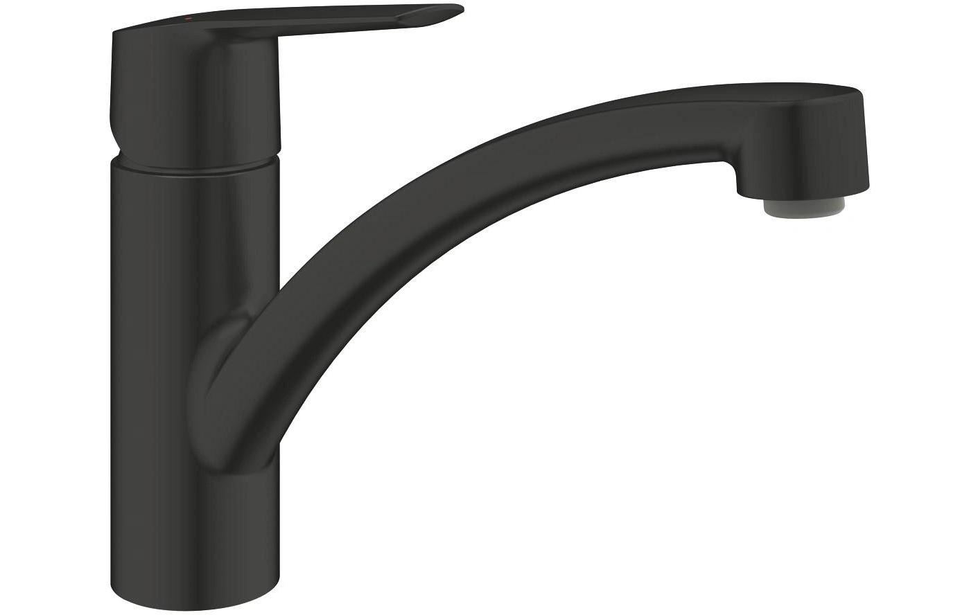 Grohe Badebatterie (Einhebelmischer) Start – 22,7×18,4 cm, Metall, Einlochmontage, Schwarz