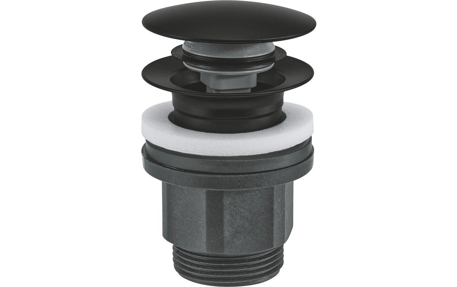 Grohe Push-Open Ablaufgarnitur – Ø6,3×8 cm, Messing, für Waschtische, Schwarz matt