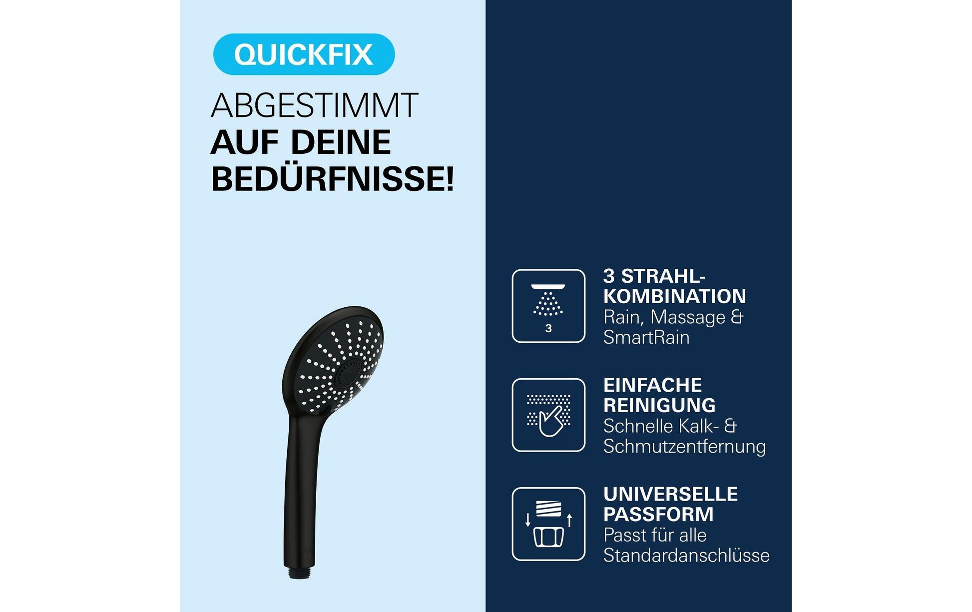 Grohe Handbrause Vitalio Joy 110 Massage – Ø11 cm, Metall, schwarz, für 1/2"-Anschluss