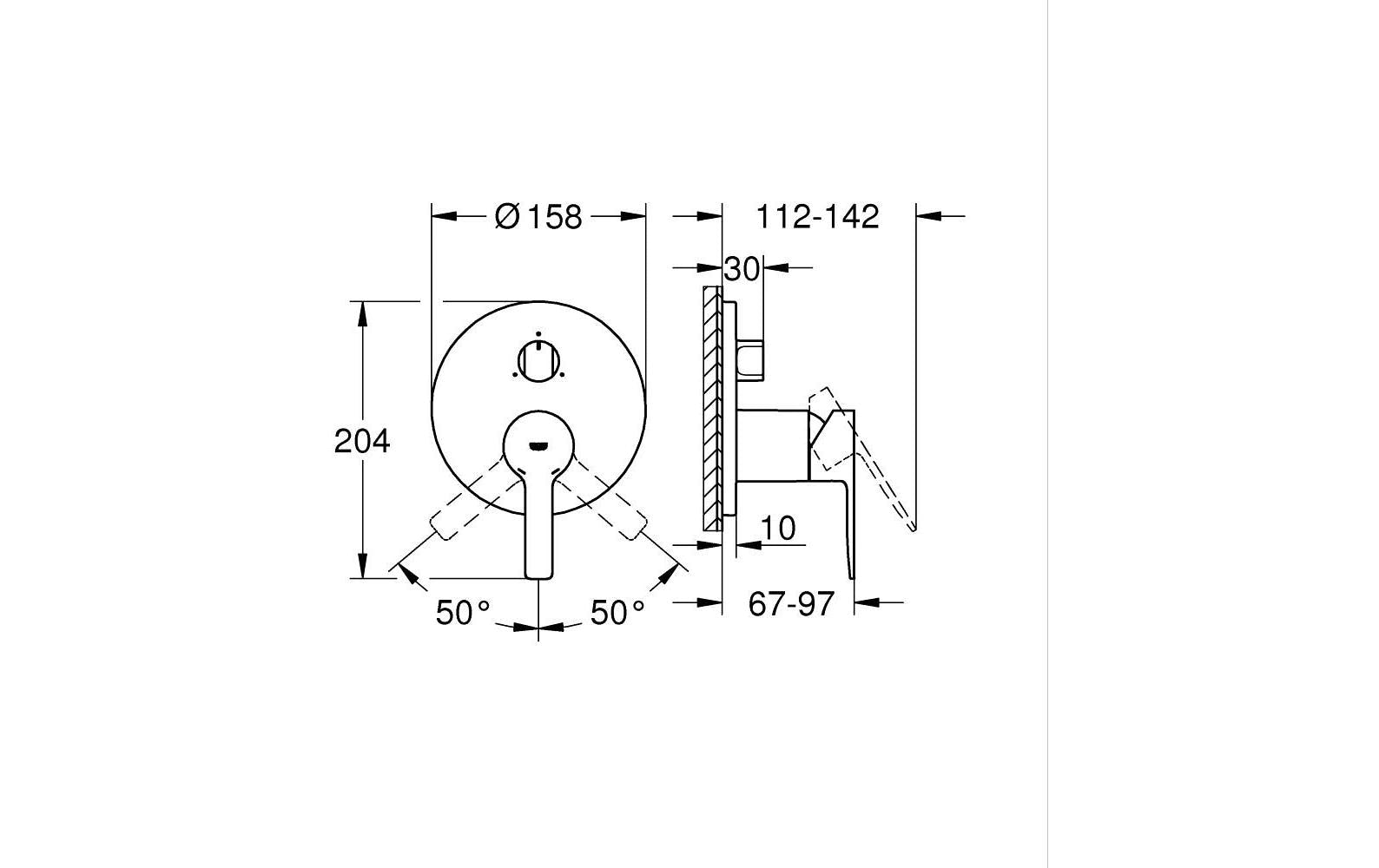Grohe Badebatterie (Unterputz) Lineare – Metall, Schwarz
