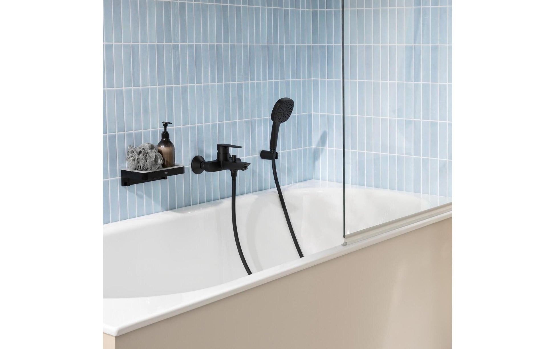 Grohe Badebatterie (Unterputz) Start Edge – 1/2" Anschlussmass, Metall, Einhebelmischer (Aufputz), Schwarz