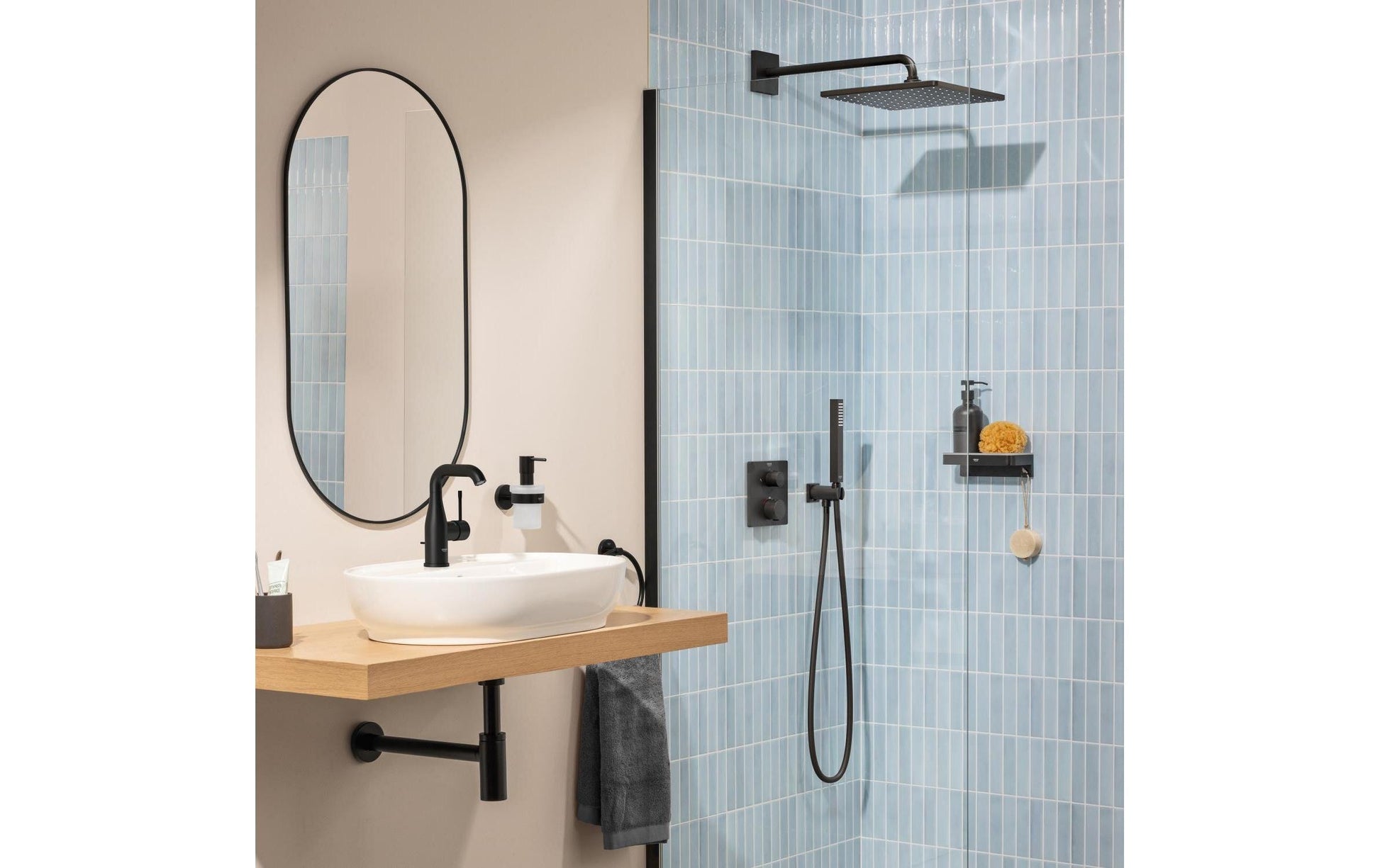 Grohe Rainshower 310 Mono Cube Kopfbrause – 31 cm, Metall, Schwarz