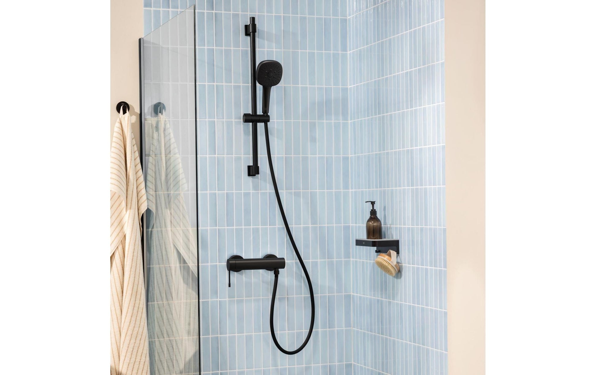 Grohe Essence Badebatterie – Einhebelmischer, Messing, Aufputz, Schwarz