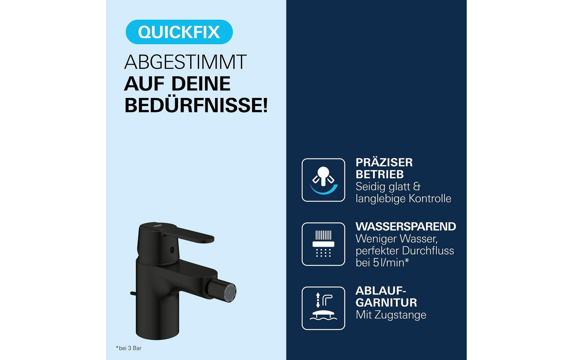 Grohe Badebatterie (Unterputz) – Einhebelmischer, Messing, Schwarz