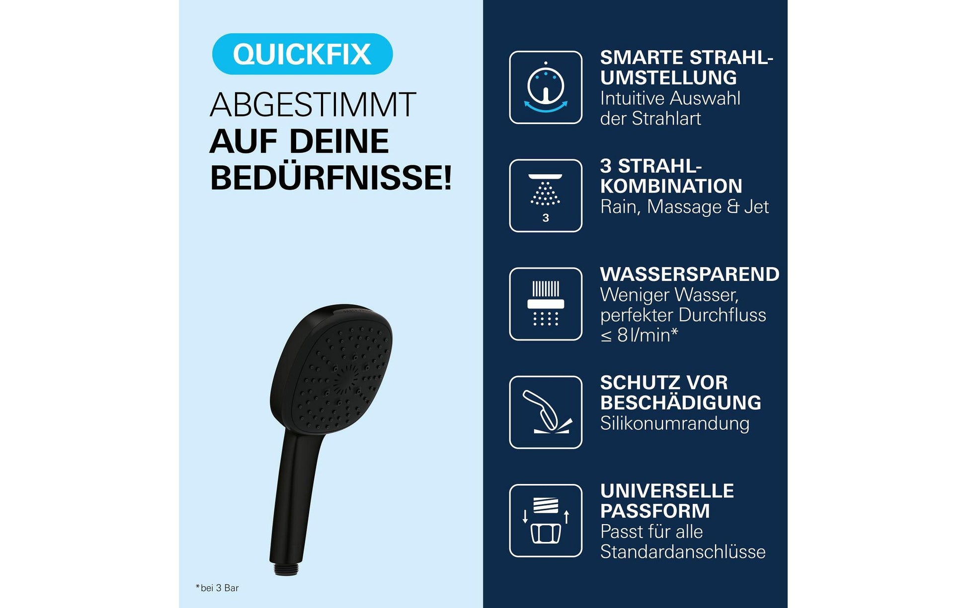Grohe Handbrause – 11 cm, Stahl, Schwarz